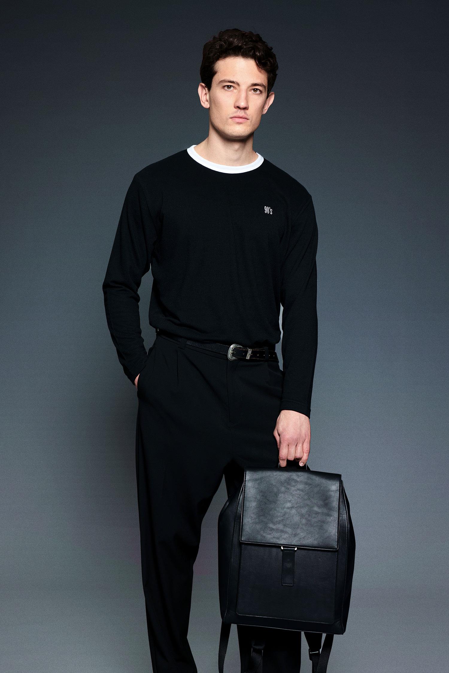 Erkek Kontrast Detaylı Oversize Basic Sweatshirt Siyah