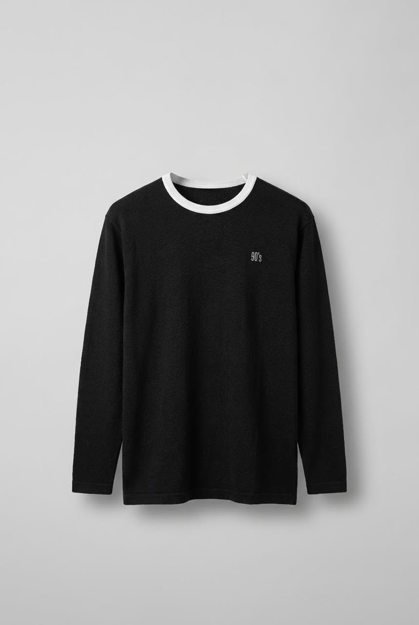 Erkek Kontrast Detaylı Oversize Basic Sweatshirt Siyah