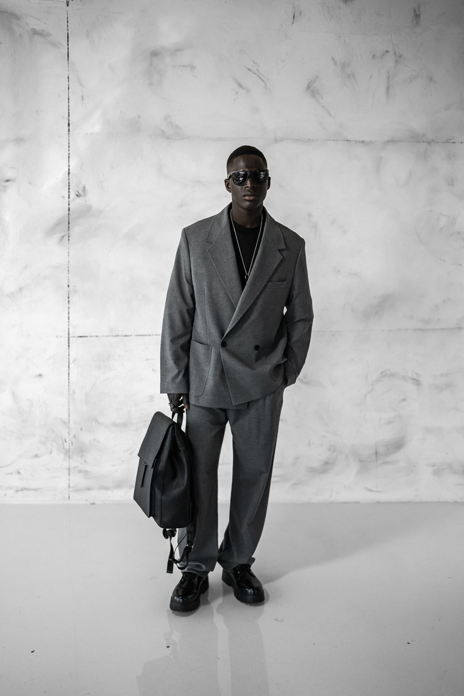 Erkek Kruvaze Düğmeli Takım Elbise Gri