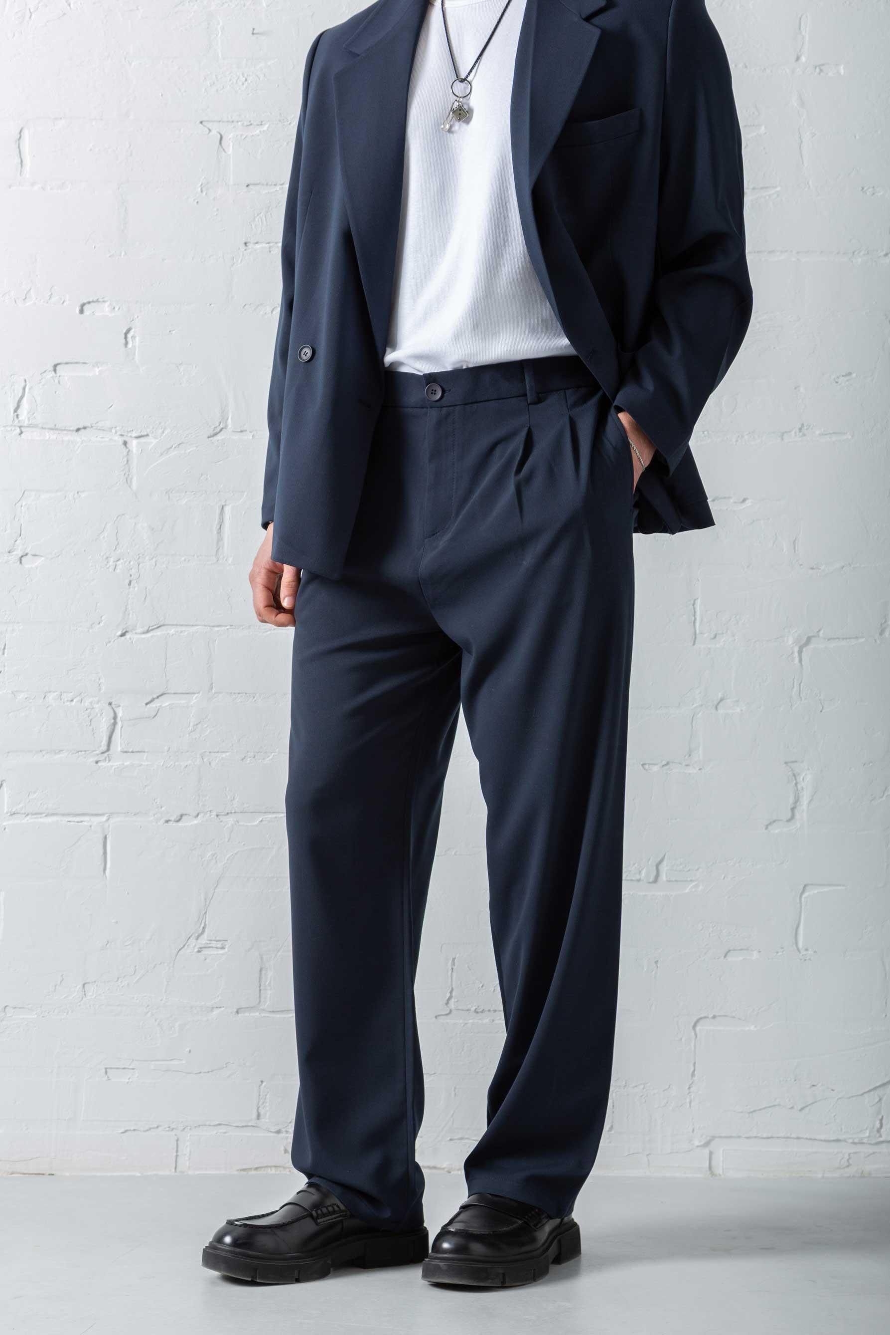 Erkek Kruvaze Düğmeli Takım Elbise Lacivert