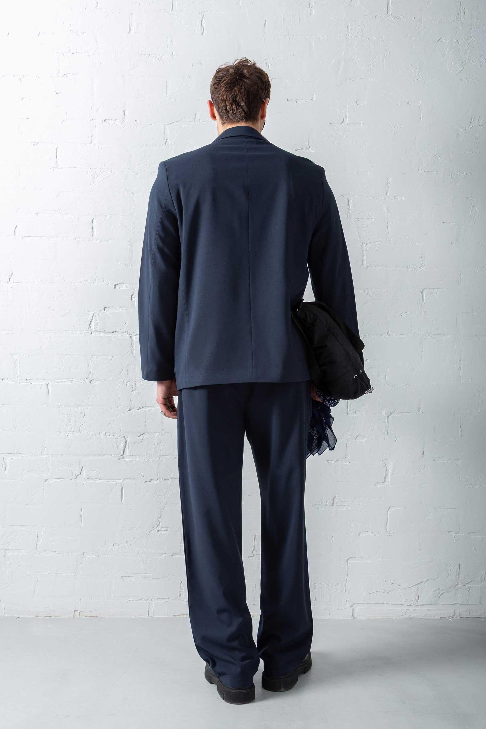 Erkek Kruvaze Düğmeli Takım Elbise Lacivert