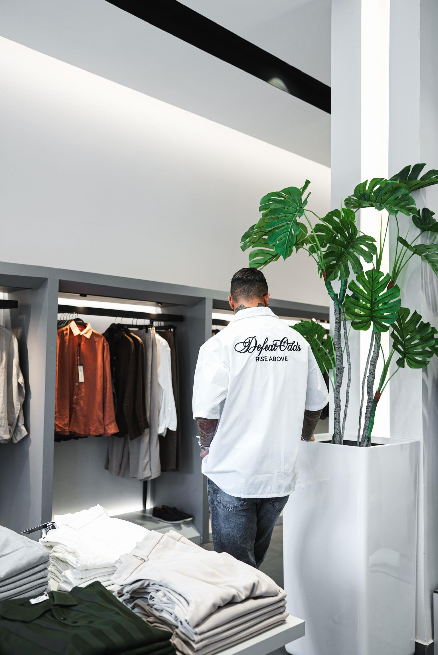 Erkek Nakışlı Kısa Kollu Oversize Gömlek Beyaz