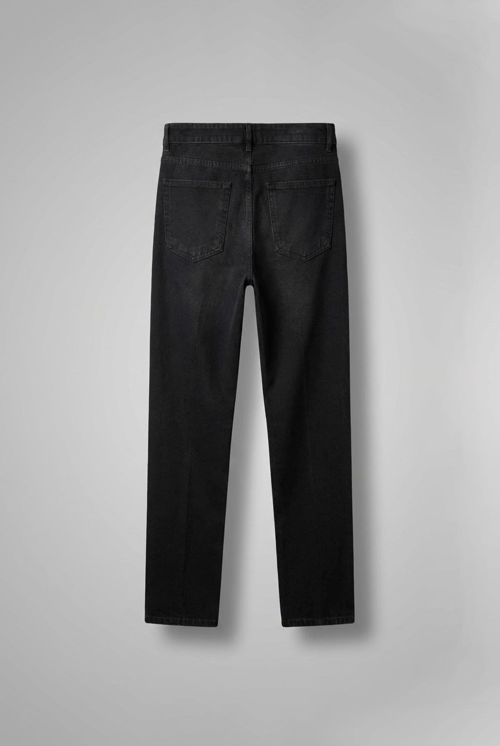 Erkek Ön Dikiş Detaylı Yıkamalı Baggy Jean Siyah