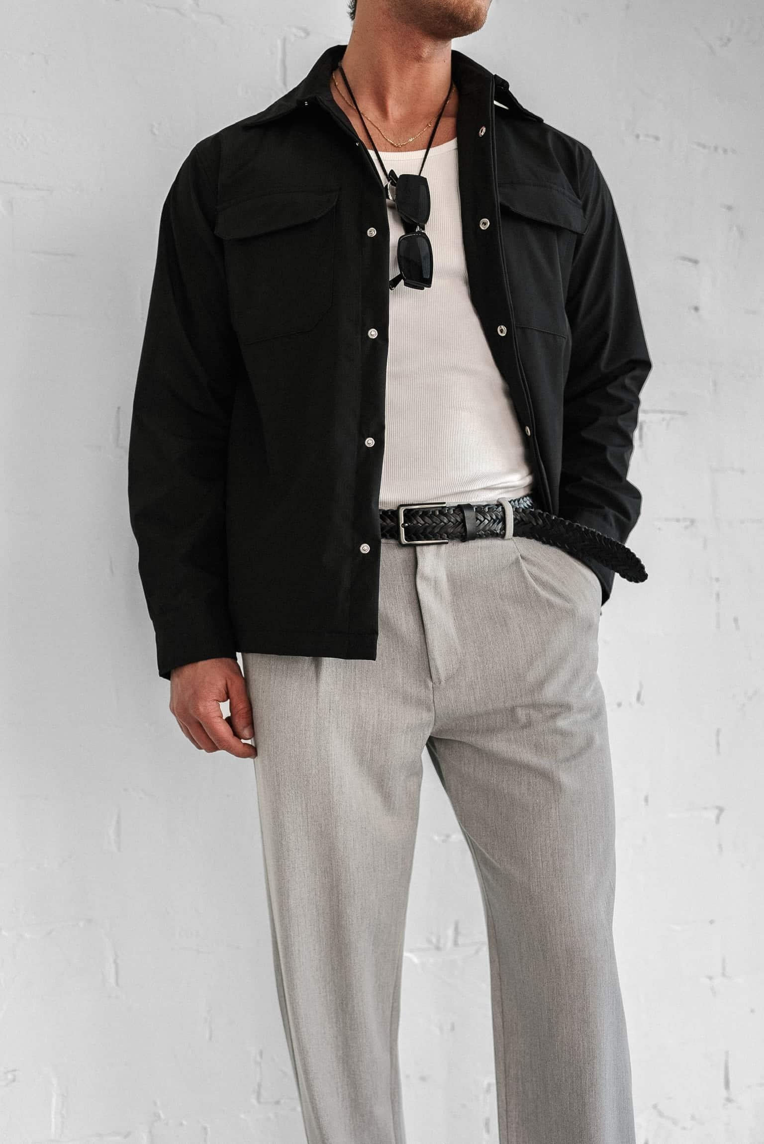 Erkek Önü Cepli Yakalı Slim Fit Ceket Siyah