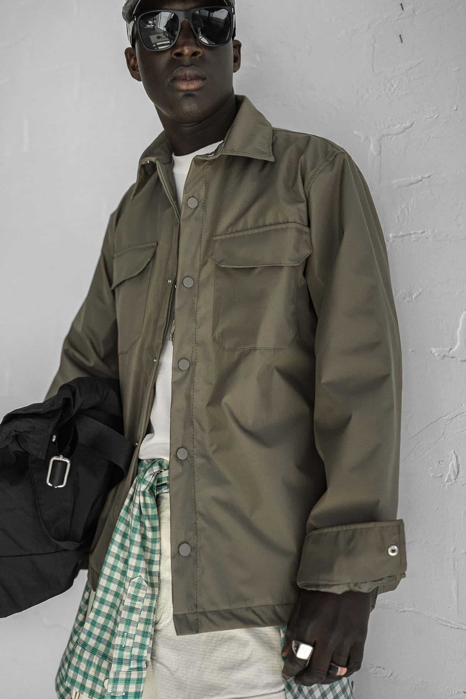 Erkek Önü Cepli Yakalı Slim Fit Ceket Haki