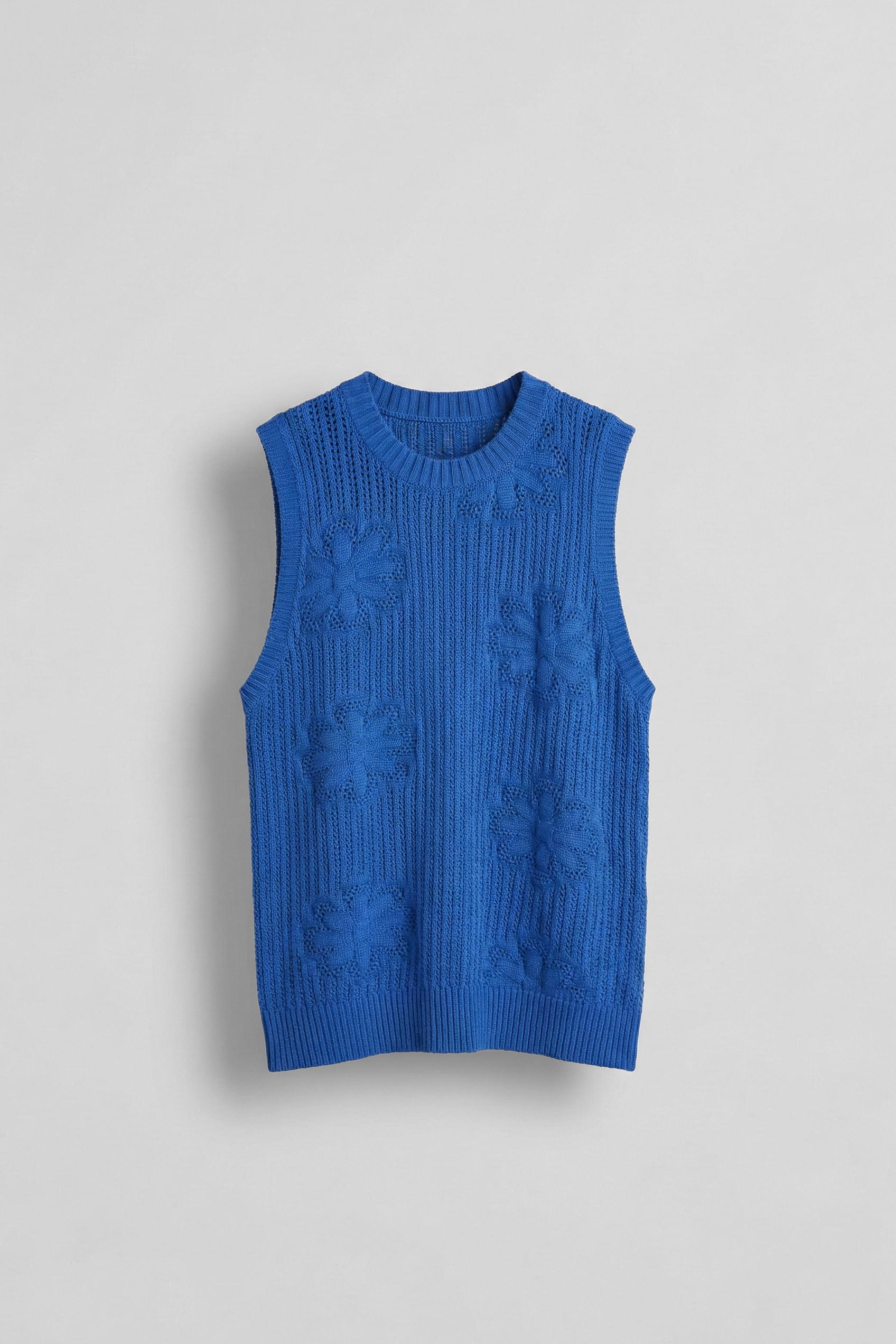 Erkek Örme Desenli T-Shirt Saks Mavi