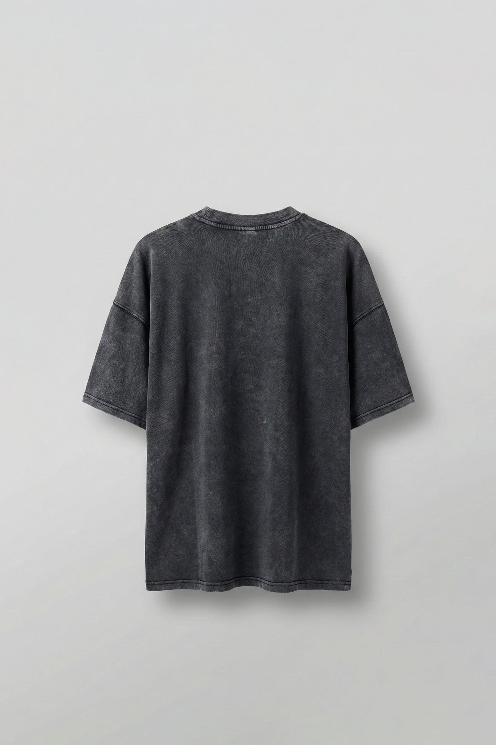 Erkek Oversize %100 Pamuk Yıkamalı To Be Wild Baskılı T-Shirt Koyu Gri