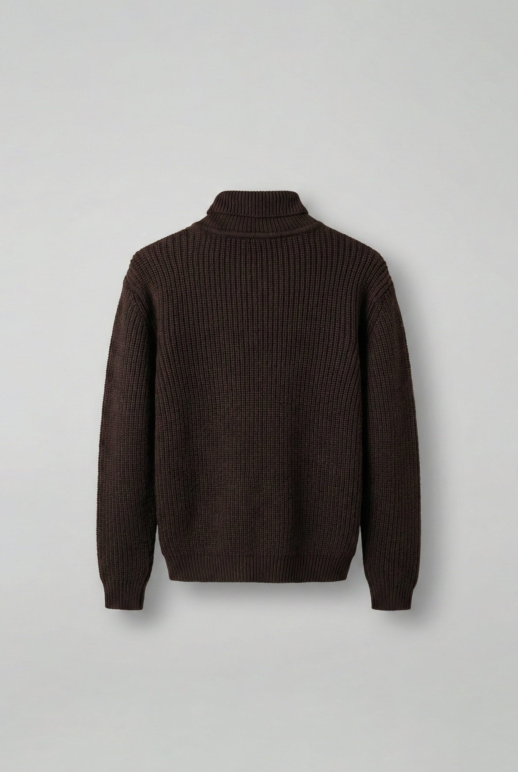 Erkek Oversize Balıkçı Yaka Boğazlı Kazak Kahverengi