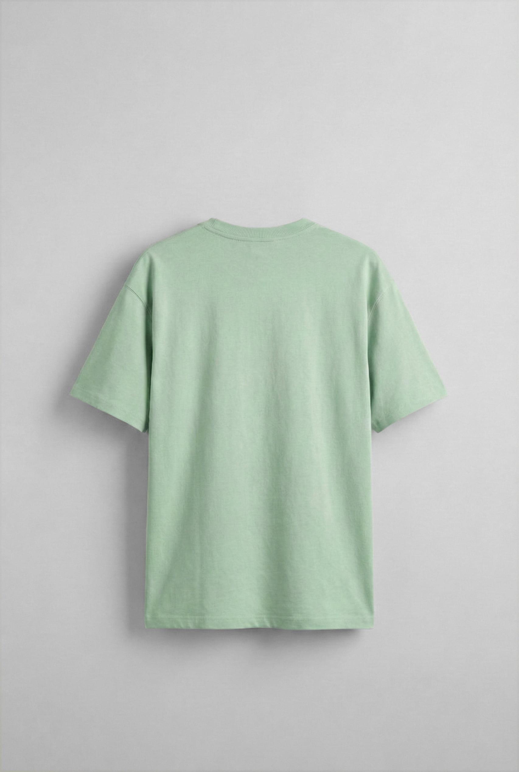 Erkek Oversize Basic T-Shirt Açık Yeşil