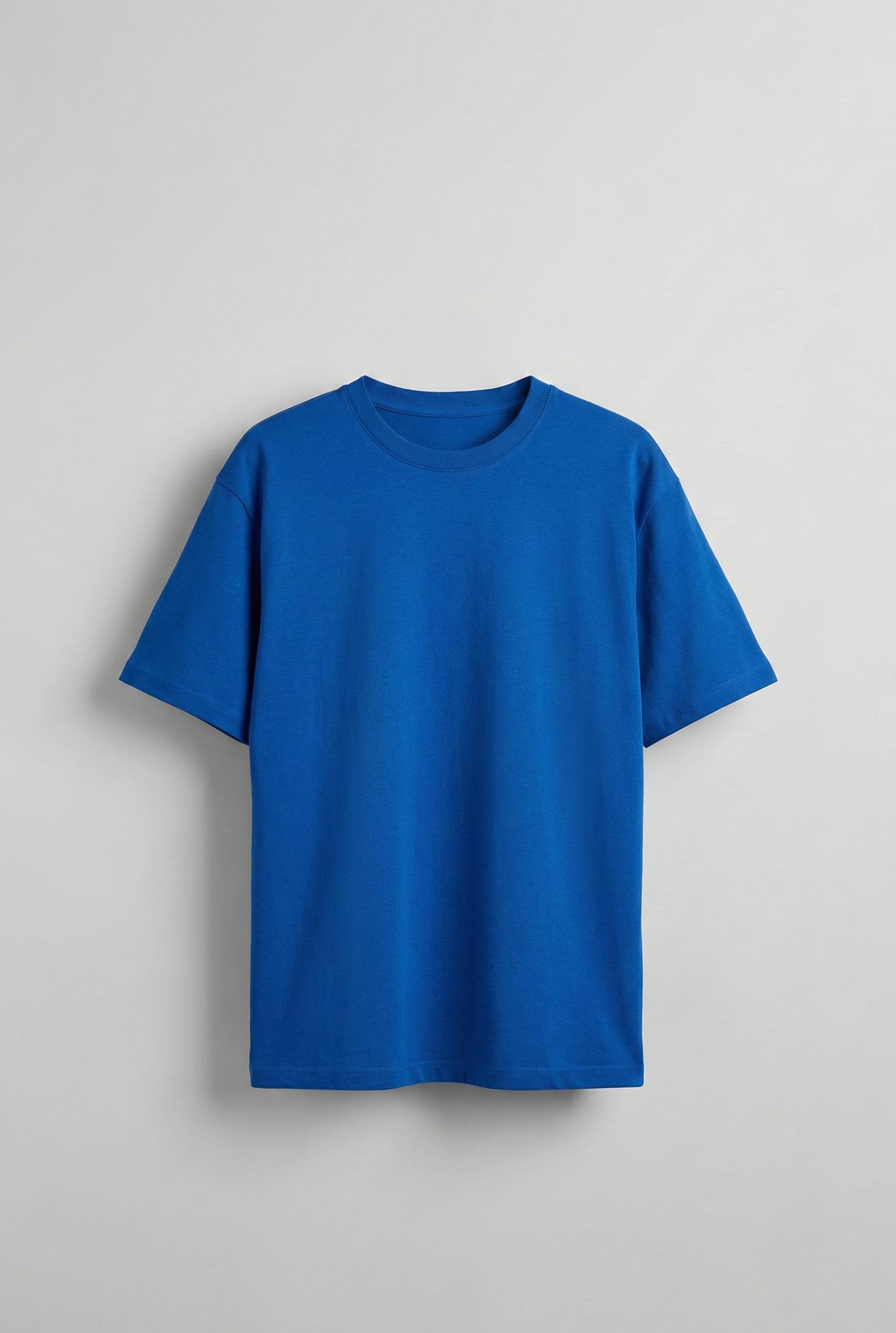 Erkek Oversize Basic T-Shirt Mavi