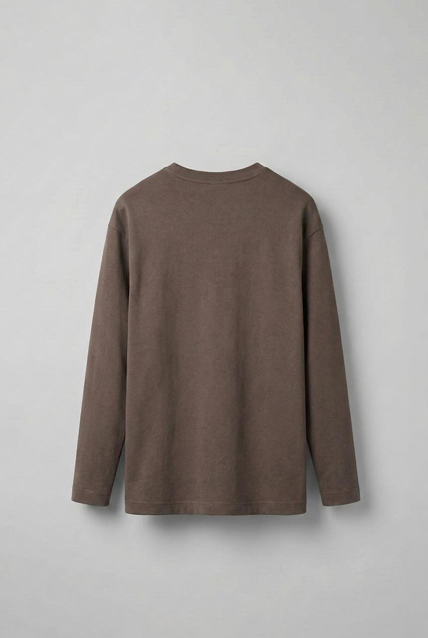 Erkek Oversize Basic Uzun Kollu Sweatshirt Kahverengi