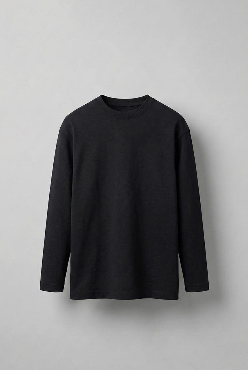 Erkek Oversize Basic Uzun Kollu Sweatshirt Siyah