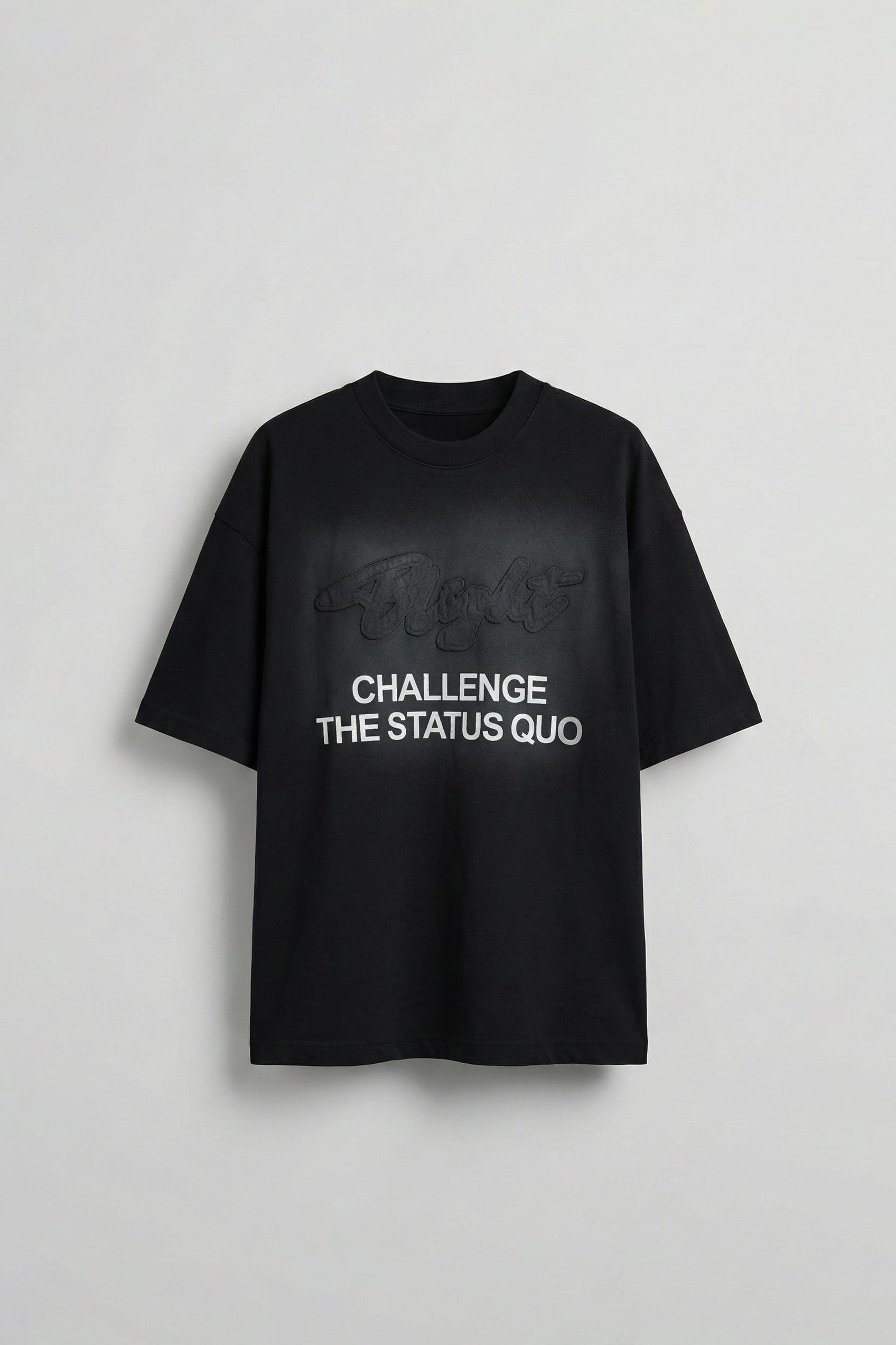 Erkek Oversize Baskılı Yıkamalı T-Shirt Siyah