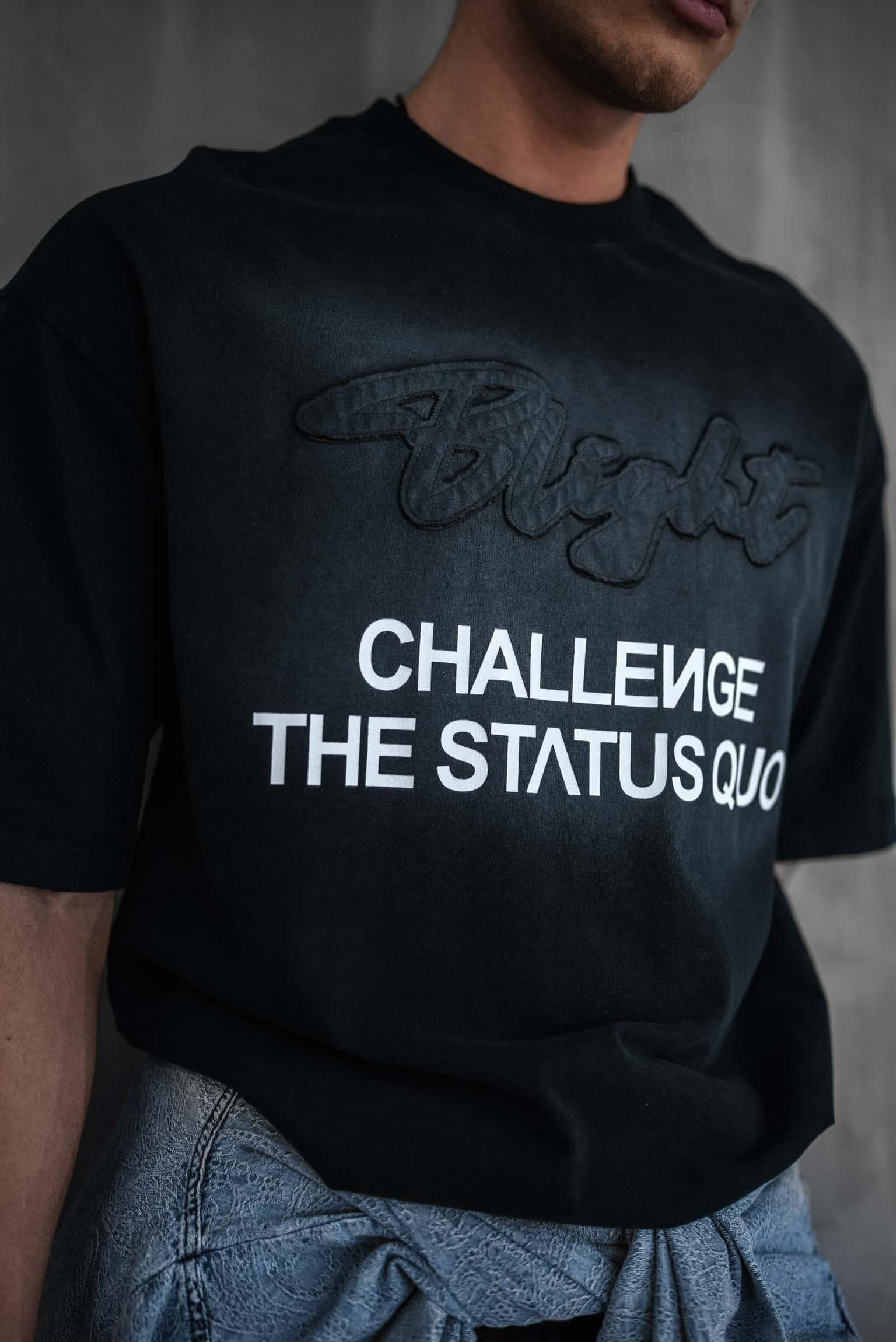 Erkek Oversize Baskılı Yıkamalı T-Shirt Siyah