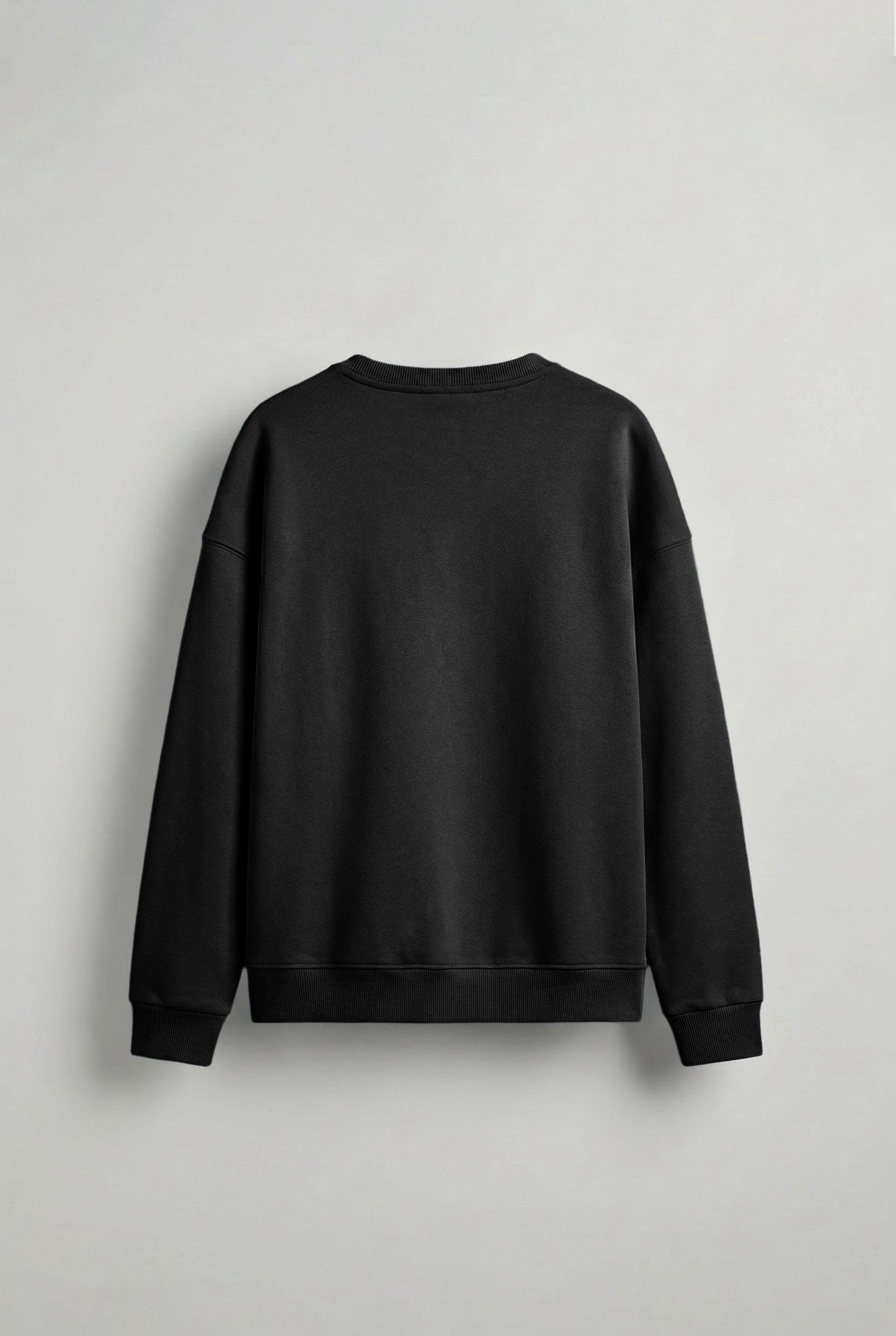 Erkek Oversize Bisiklet Yaka Basic Sweatshirt Siyah