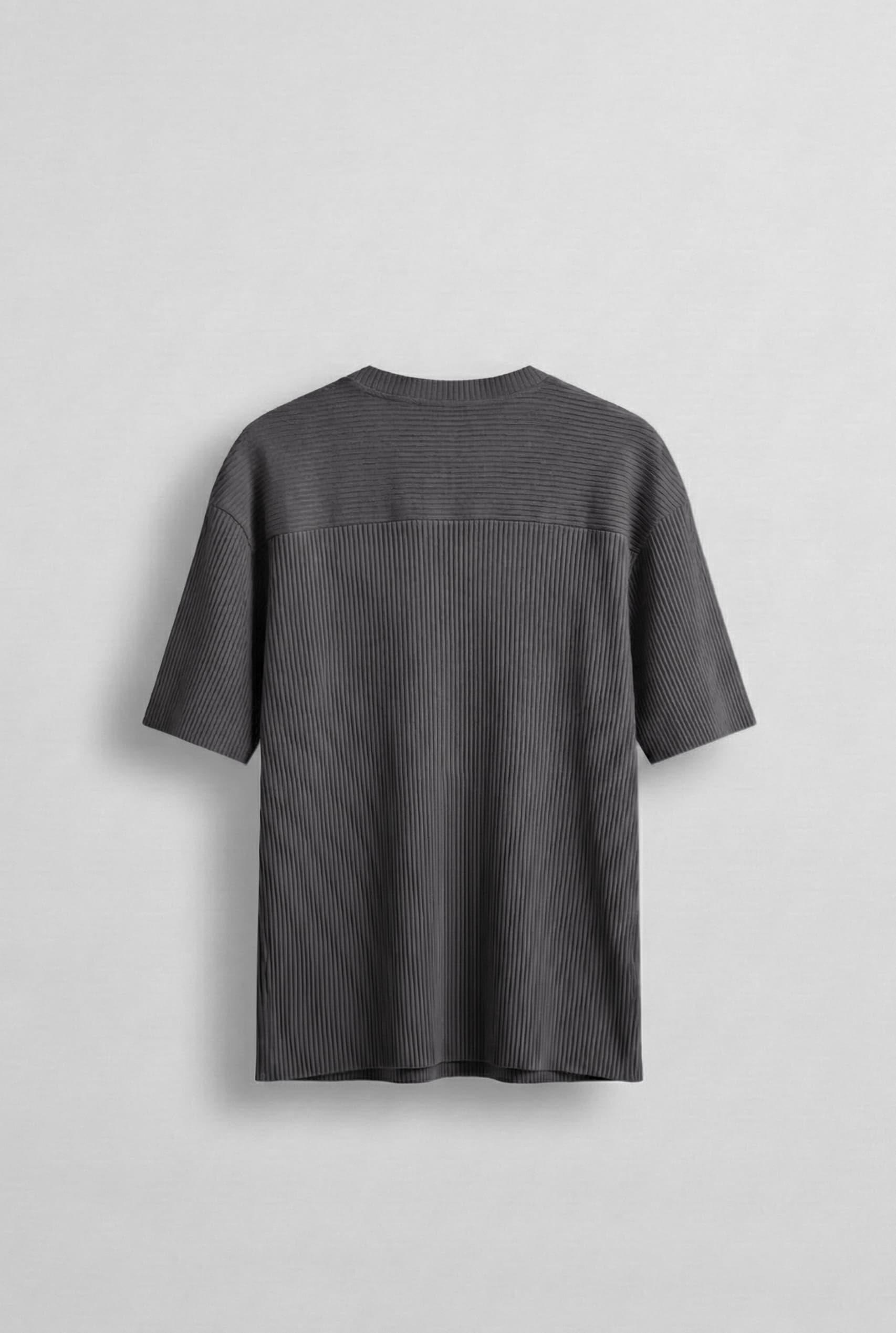 Erkek Oversize Çizgi Desenli Esnek Ve Hafif Rahat Yazlık T-Shirt Füme