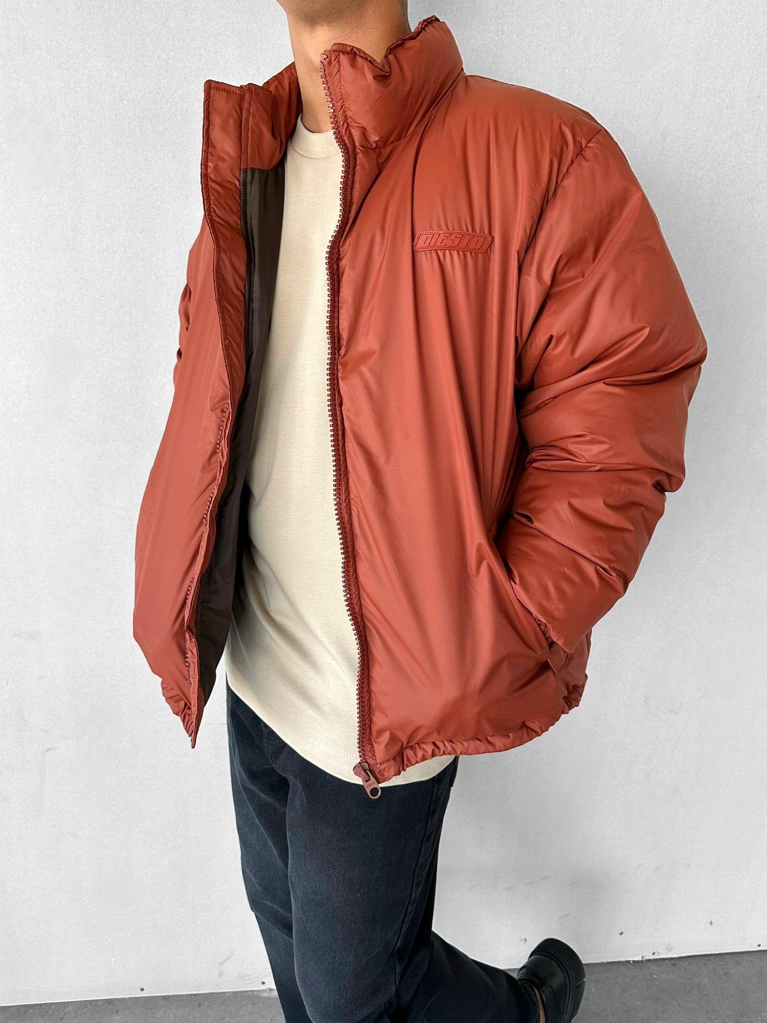 Erkek Oversize Dik Yakalı Fermuarlı Cepli Mont Turuncu