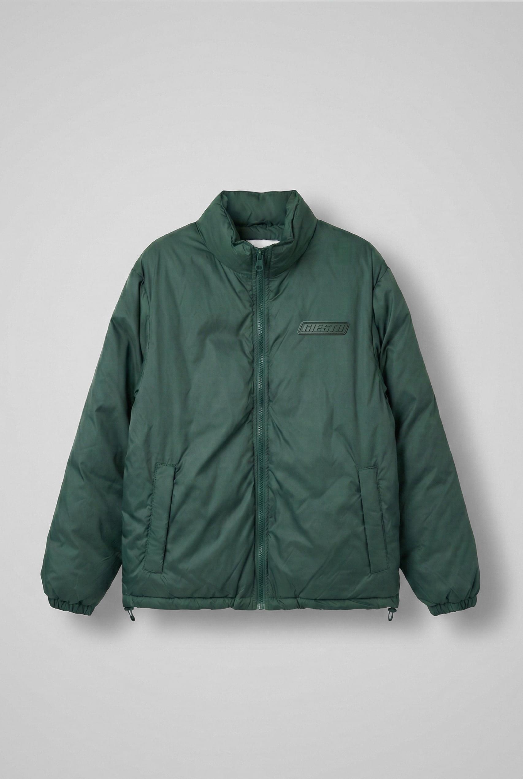 Erkek Oversize Dik Yakalı Fermuarlı Cepli Mont Yeşil