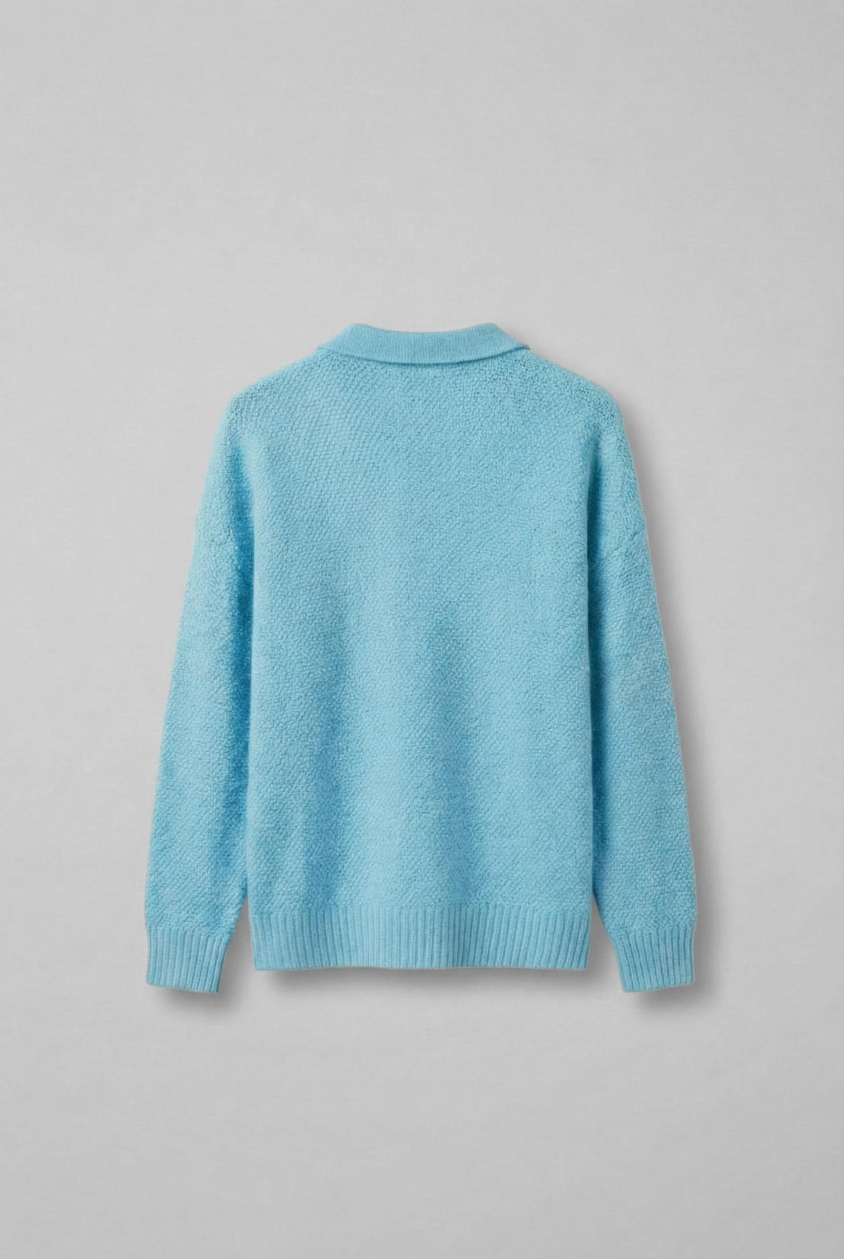 Erkek Oversize Dokulu Kazak Bebek Mavi