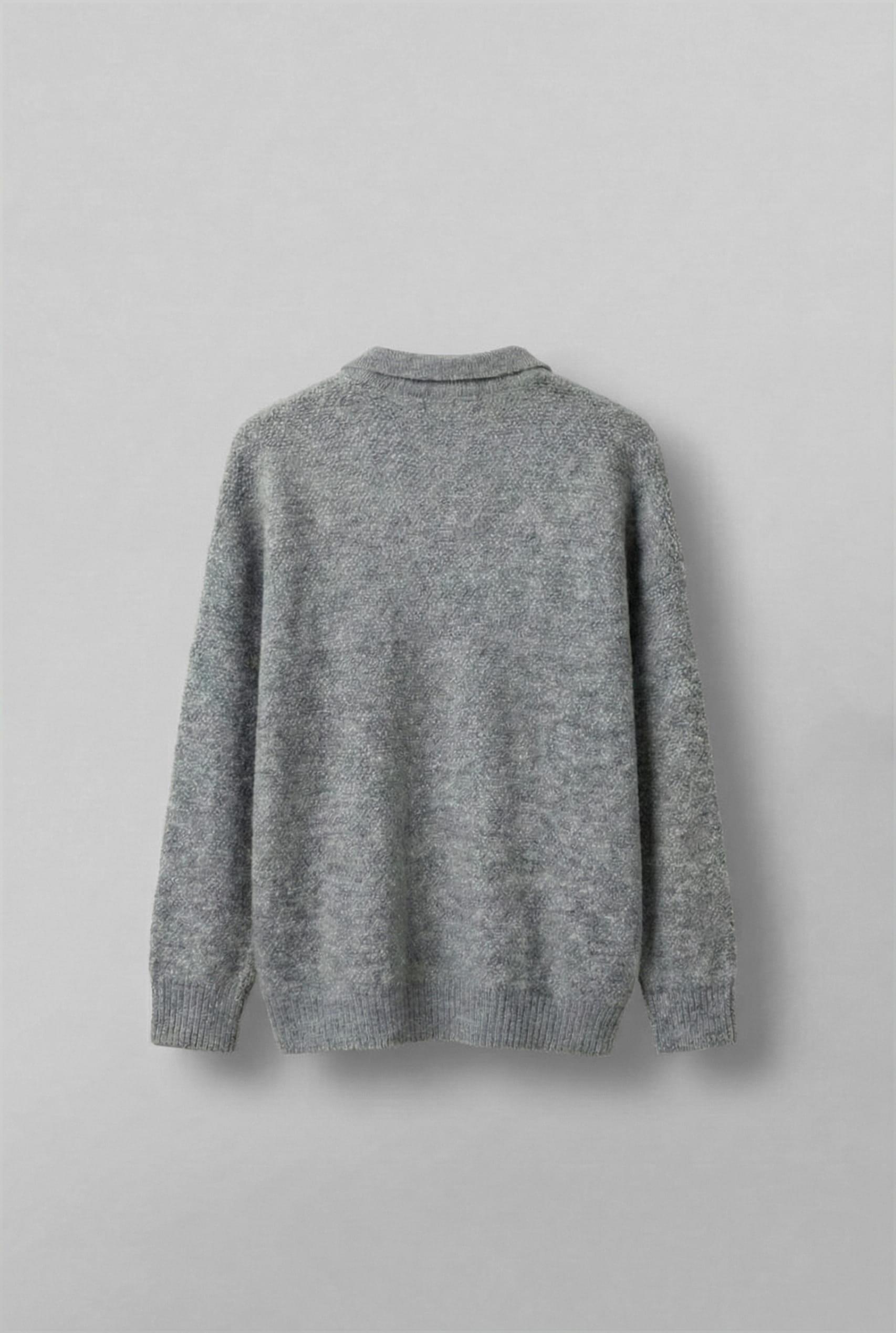 Erkek Oversize Dokulu Kazak Gri