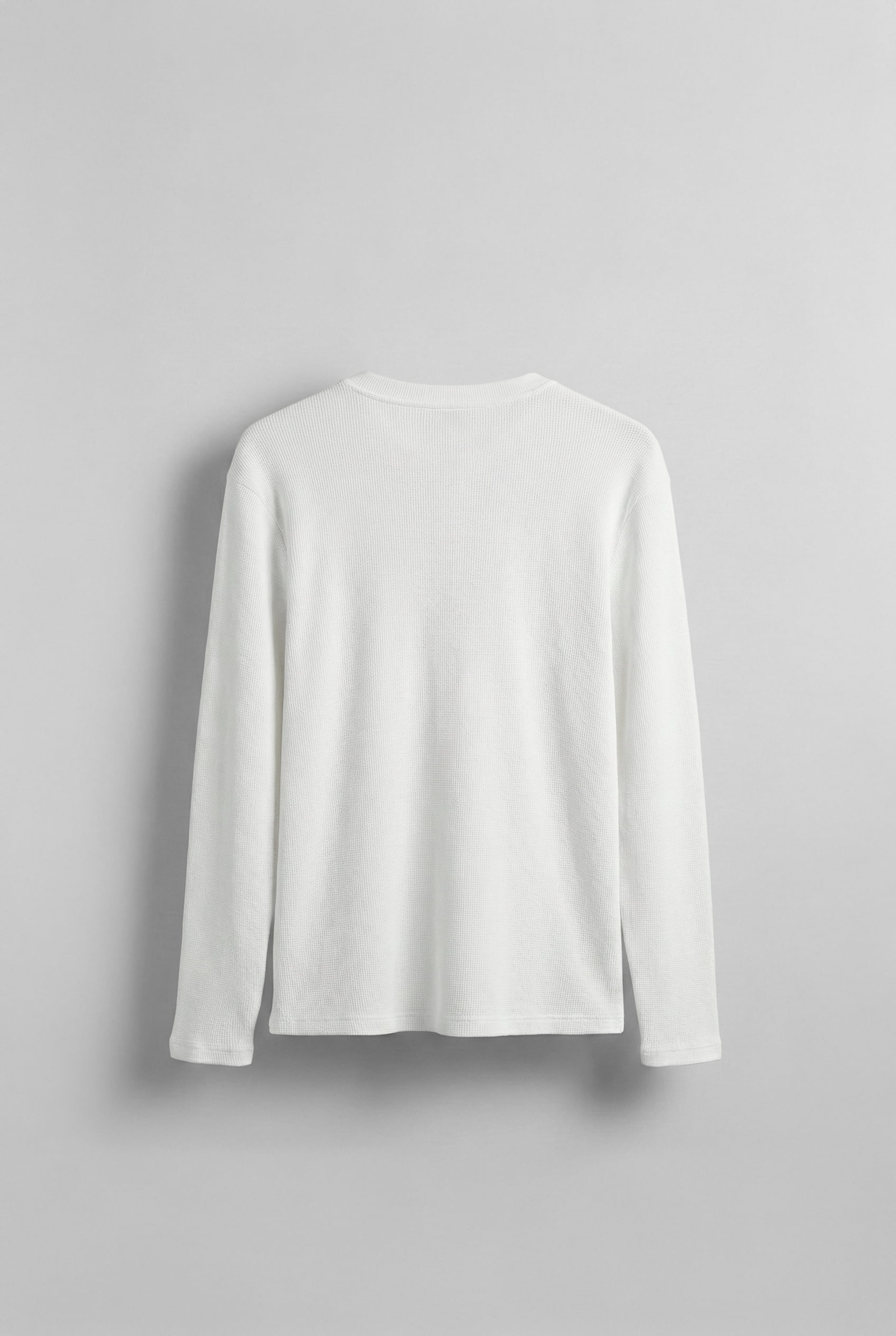 Erkek Oversize Düğmeli Basic Uzun Kollu T-shirt Ekru