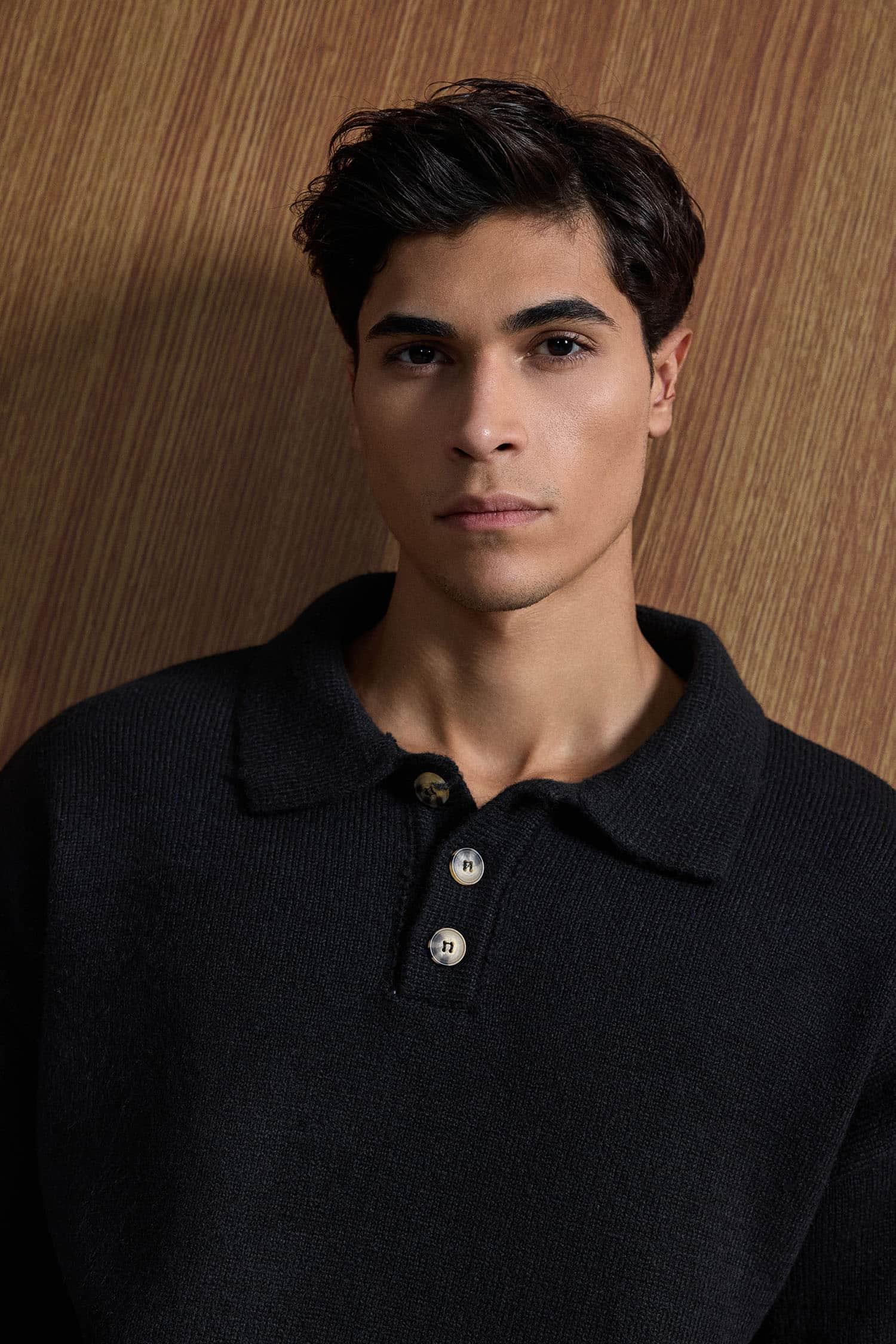 Erkek Oversize Düğmeli Triko Kazak Siyah