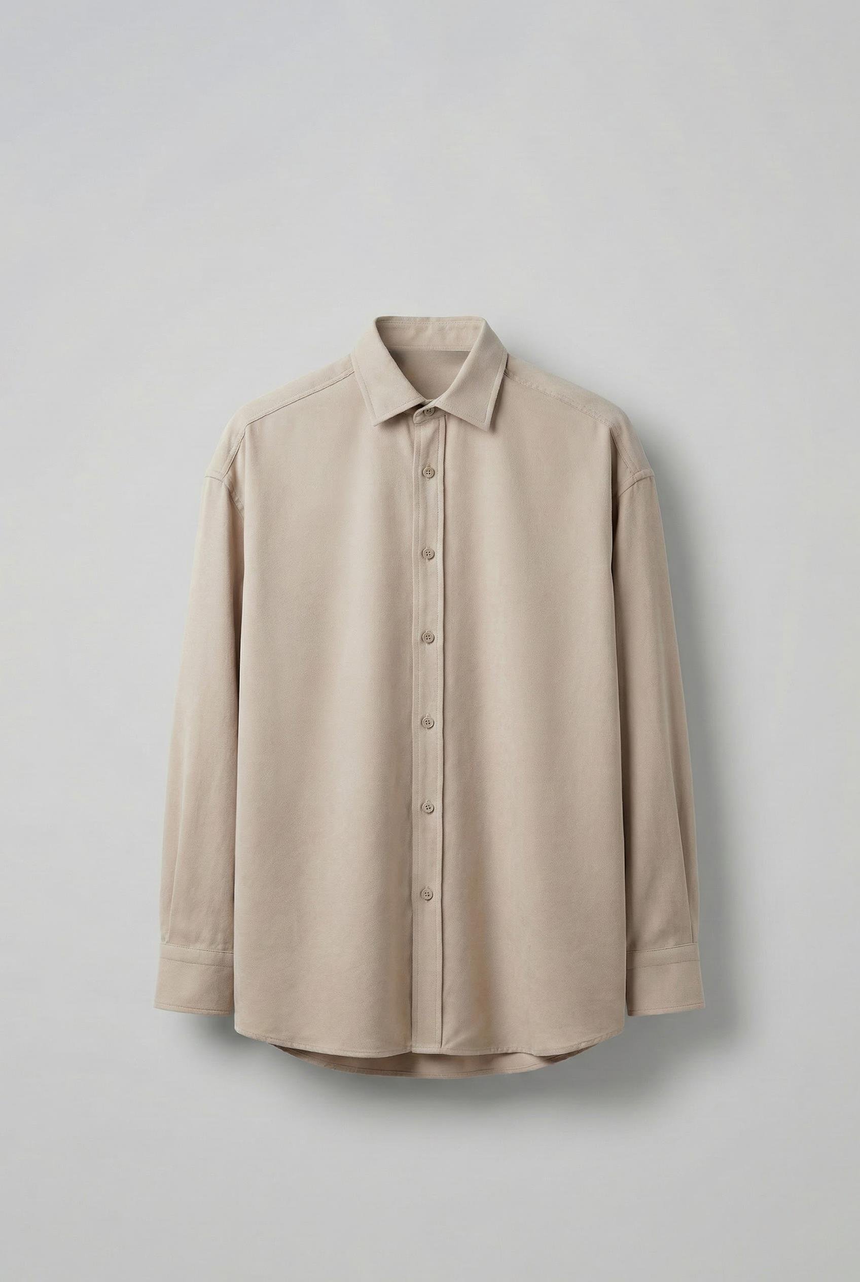 Erkek Oversize Efektli Modal Gömlek Bej