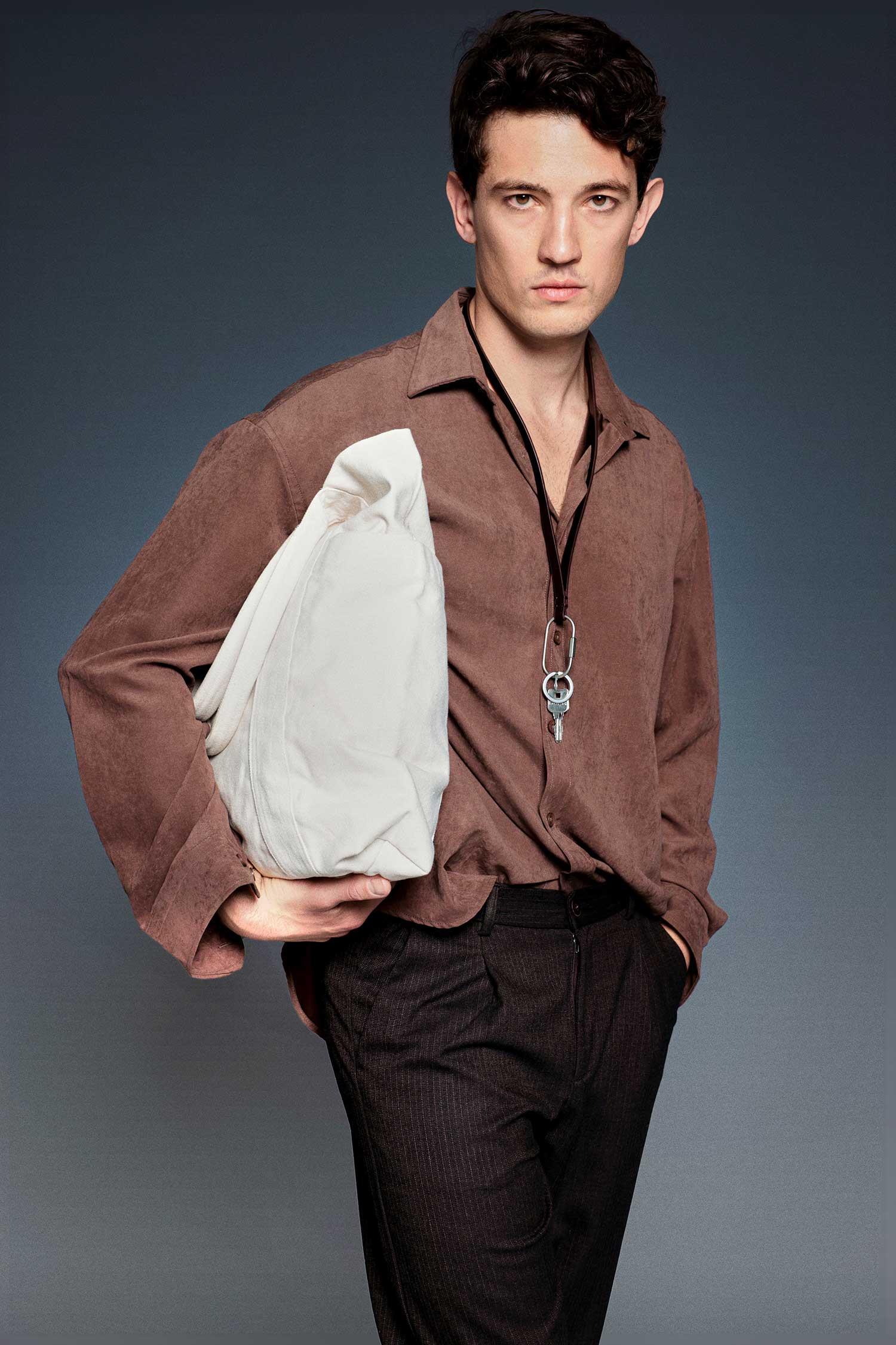 Erkek Oversize Efektli Modal Gömlek Kahverengi