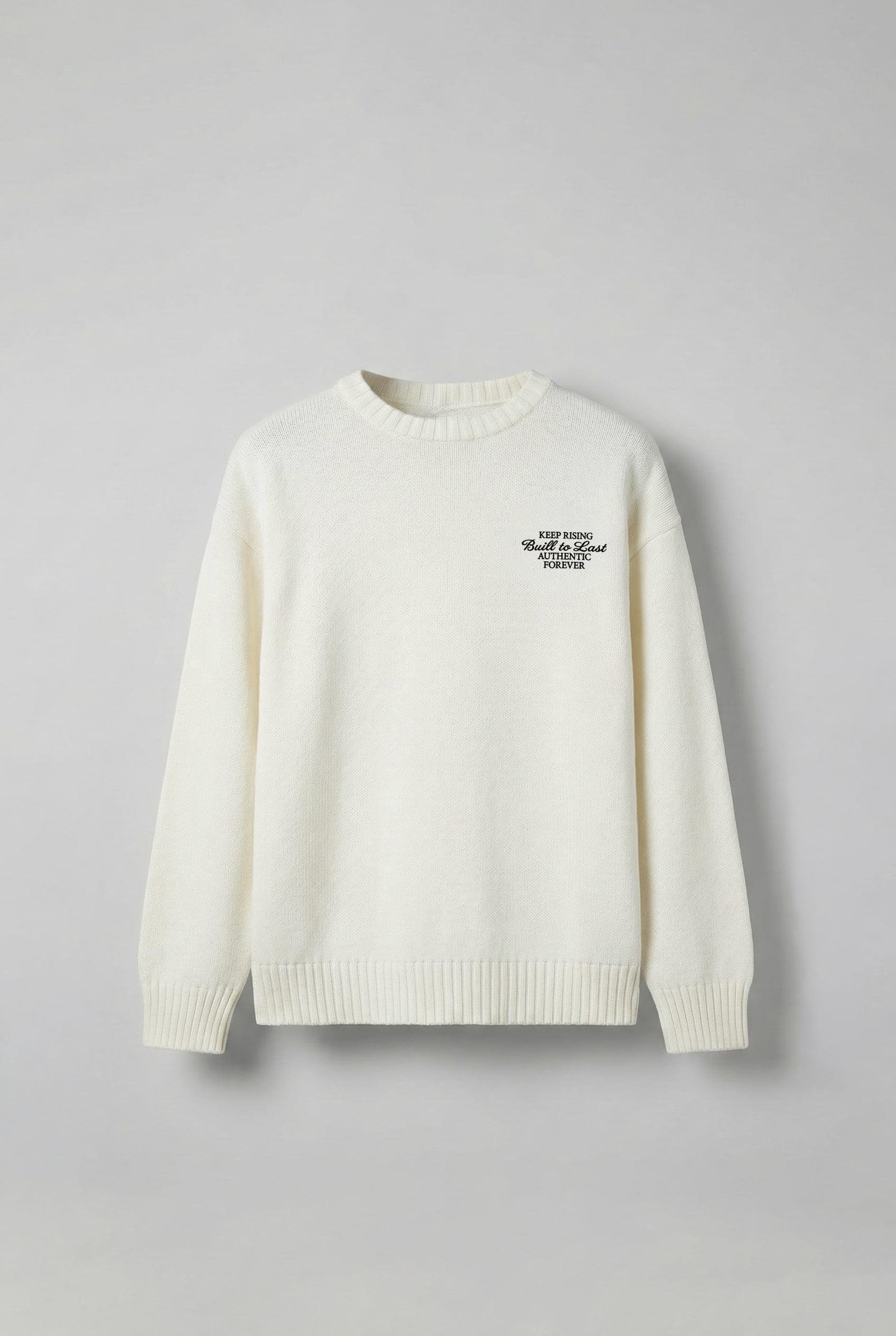 Erkek Oversize Essential Örme Kazak %100 Pamuk Ekru