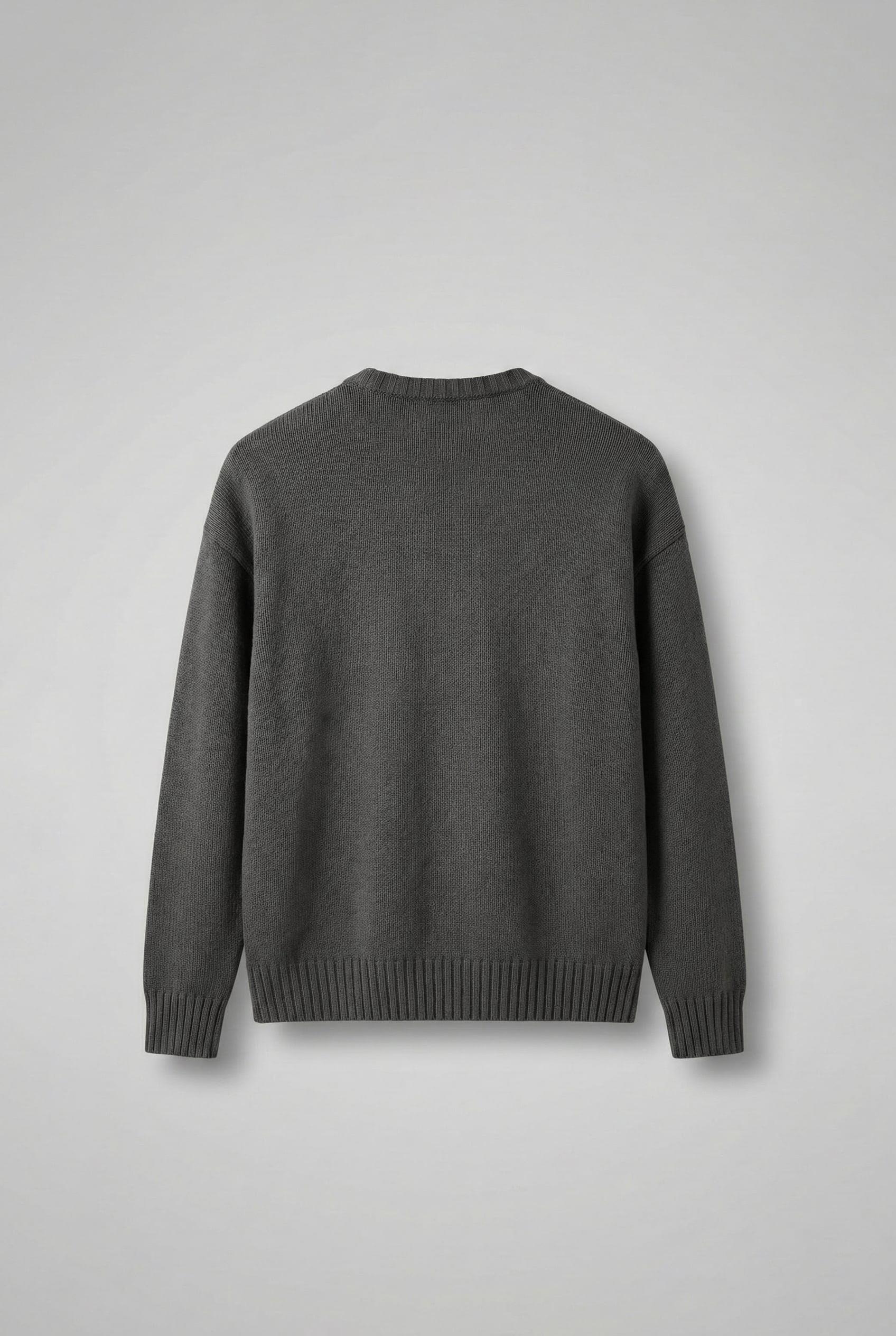 Erkek Oversize Essential Örme Kazak %100 Pamuk Gri