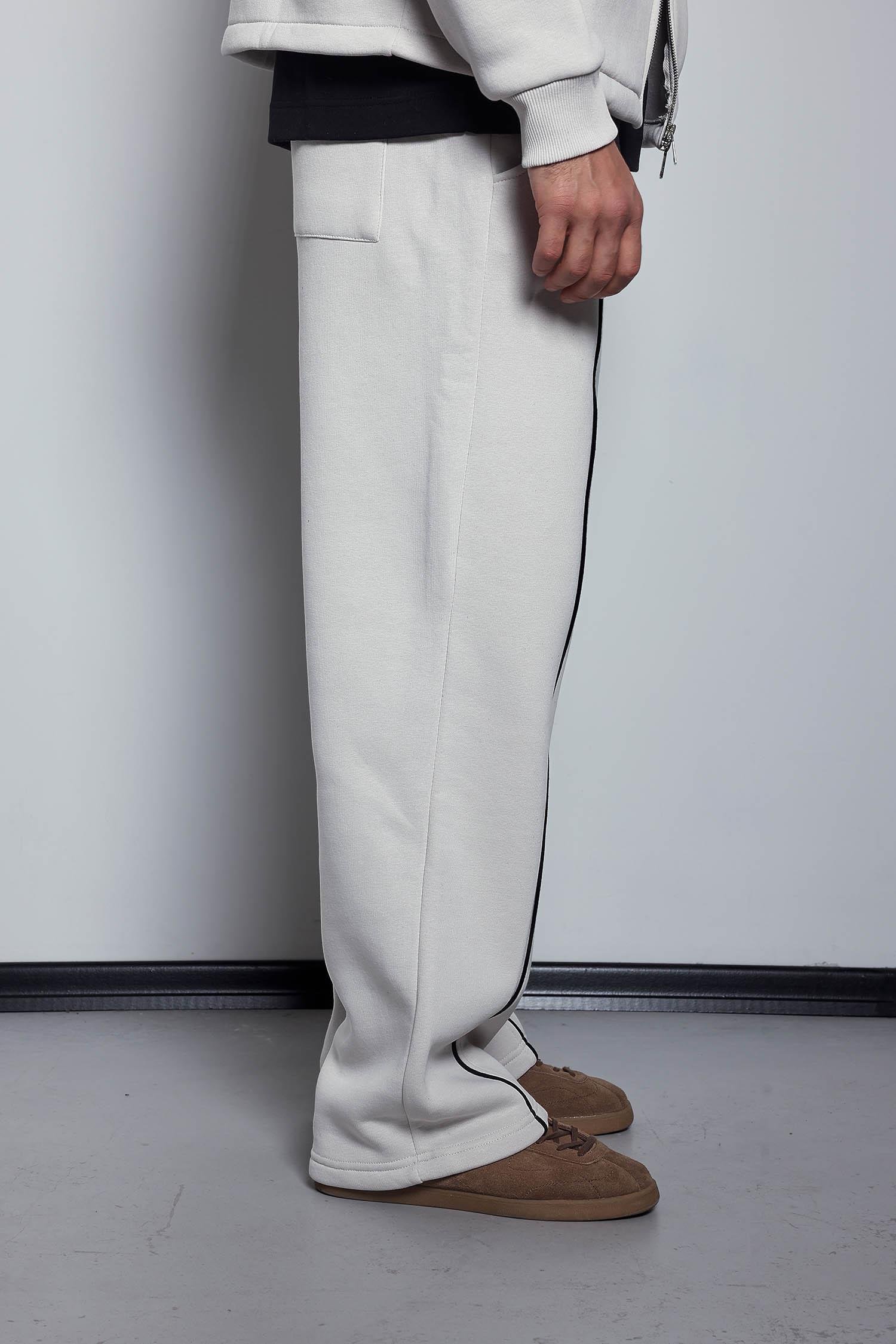 Erkek Oversize Fermuarlı Kapüşonlu Eşofman Takımı Gri