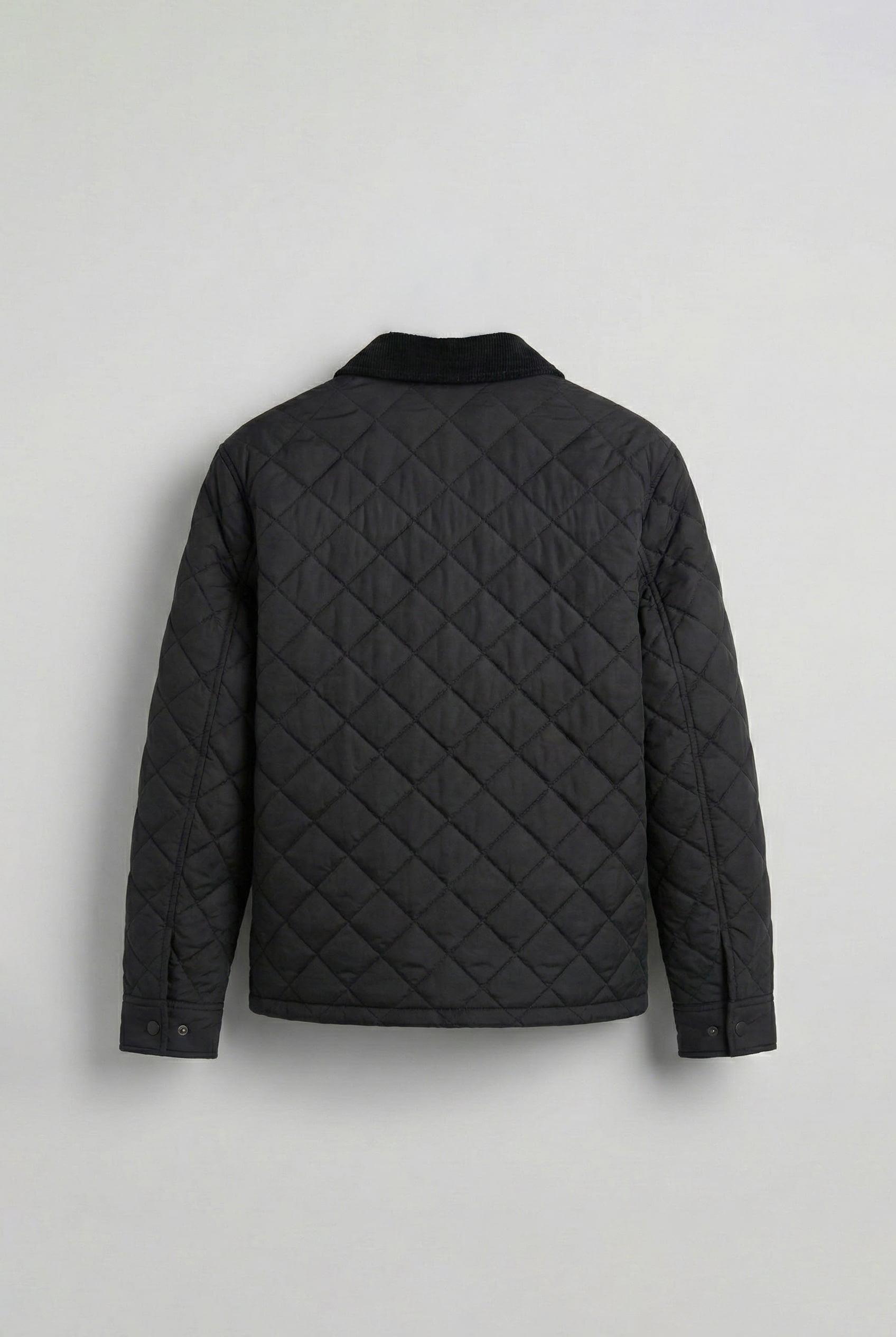 Erkek Oversize Fitilli Yaka Detaylı Kapitone Ceket Siyah