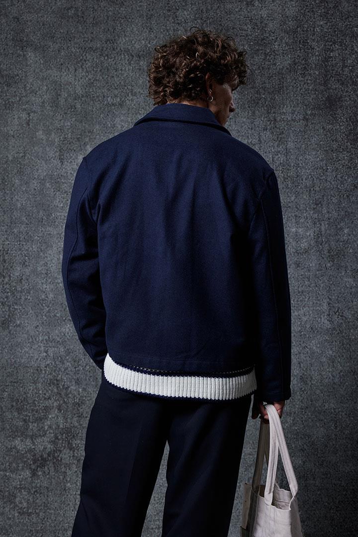 Erkek Oversize İnce Fermuarlı Ceket Lacivert