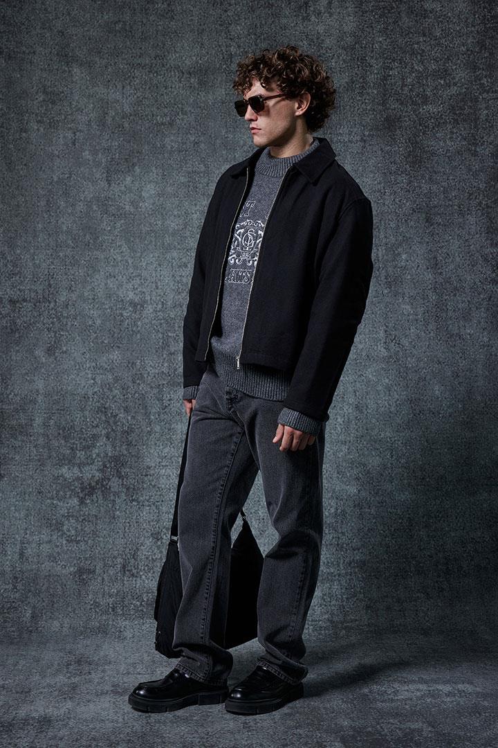 Erkek Oversize İnce Fermuarlı Ceket Siyah