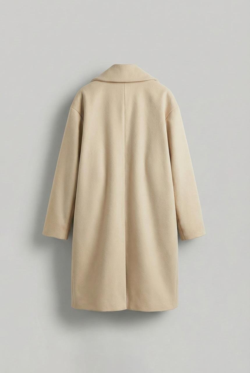 Erkek Oversize İtalyan Kaşe Kaban Açık Bej