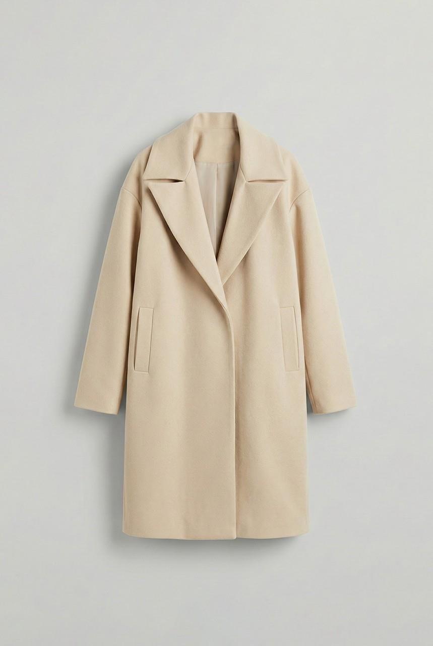 Erkek Oversize İtalyan Kaşe Kaban Açık Bej