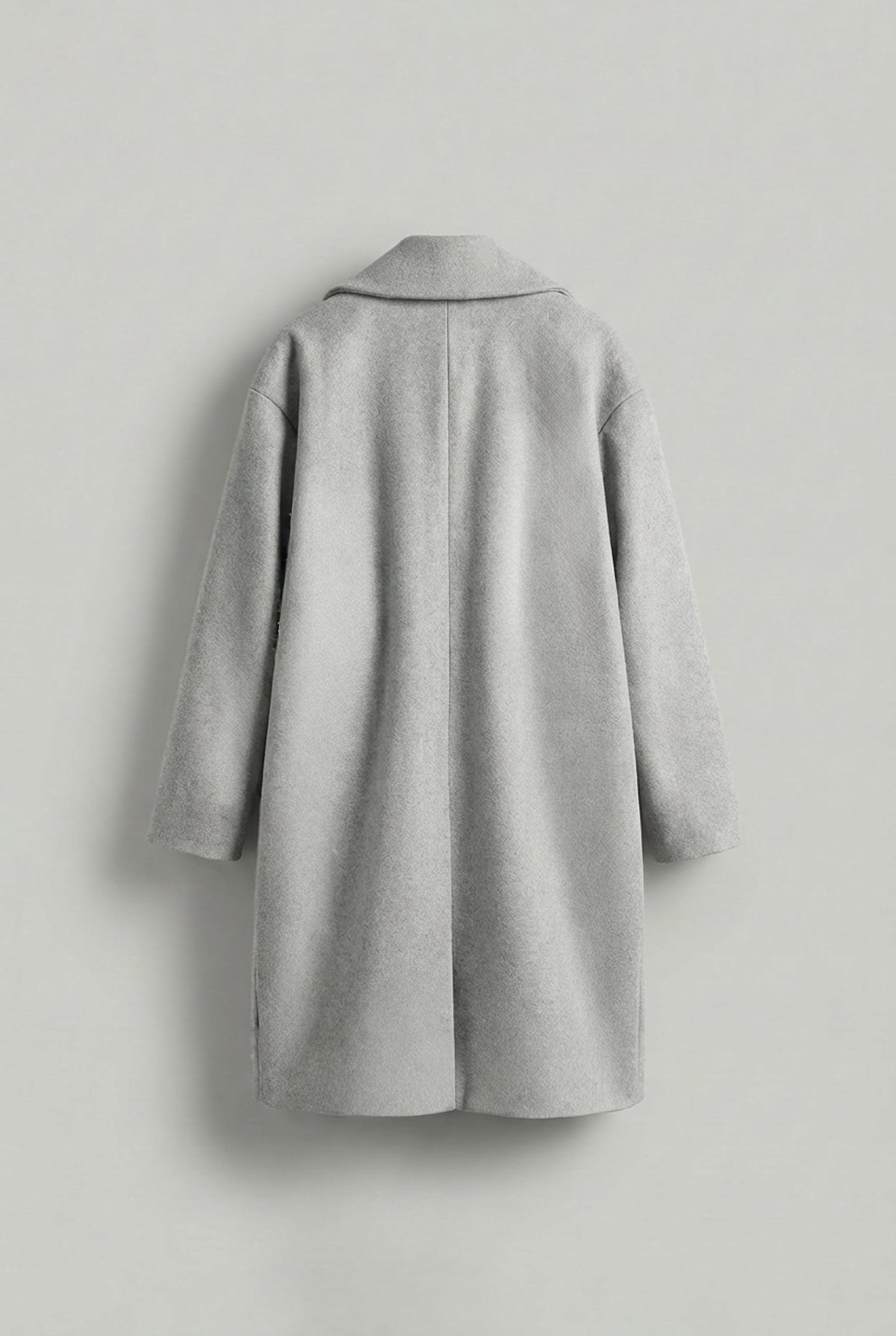 Erkek Oversize İtalyan Kaşe Kaban Gri