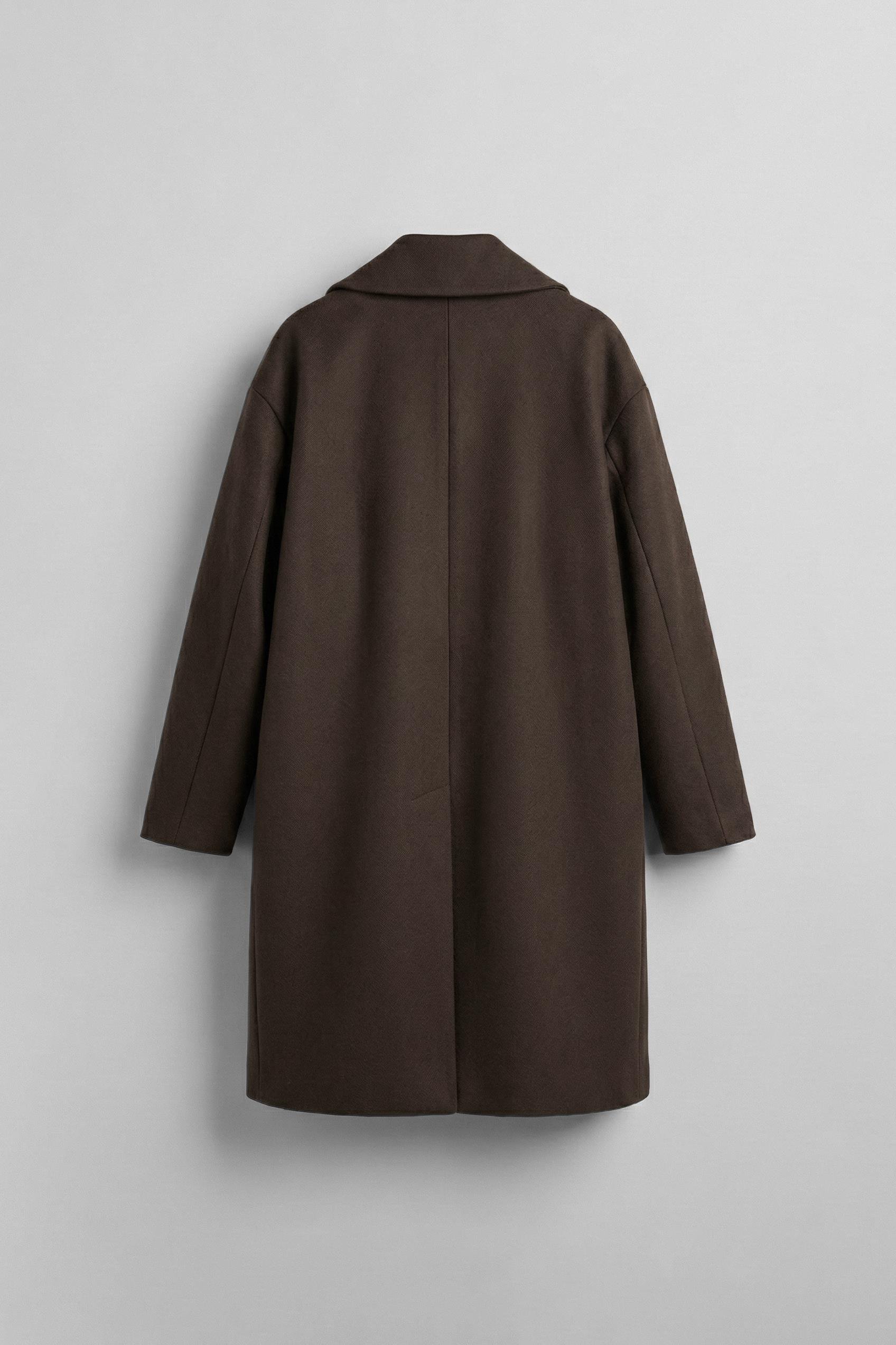 Erkek Oversize İtalyan Kaşe Kaban Kahve