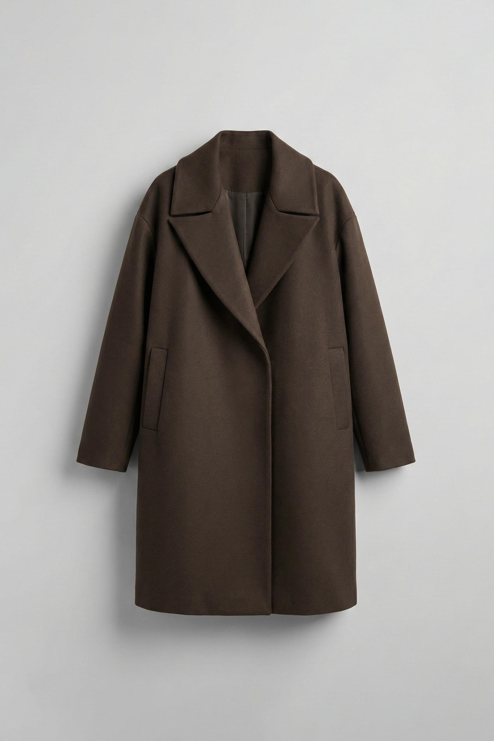 Erkek Oversize İtalyan Kaşe Kaban Kahve