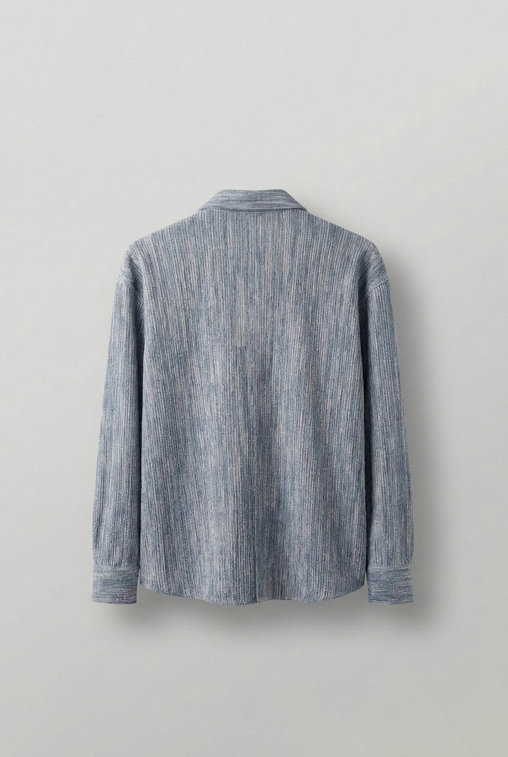 Erkek Oversize Kadife Dokulu Gömlek Mavi