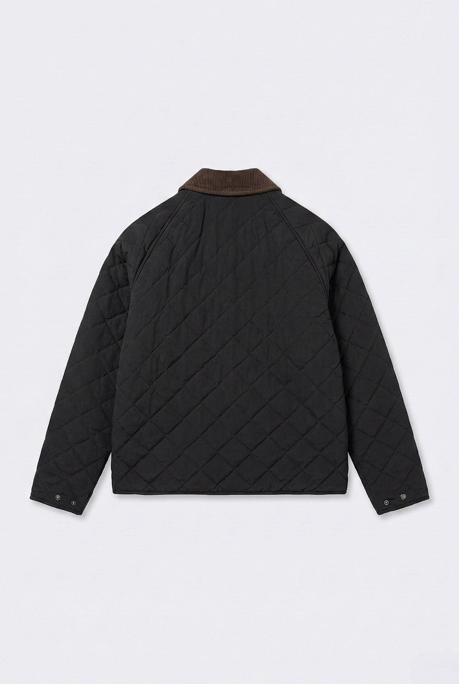 Erkek Oversize Kadife Yaka Detaylı Kapitone Ceket Siyah