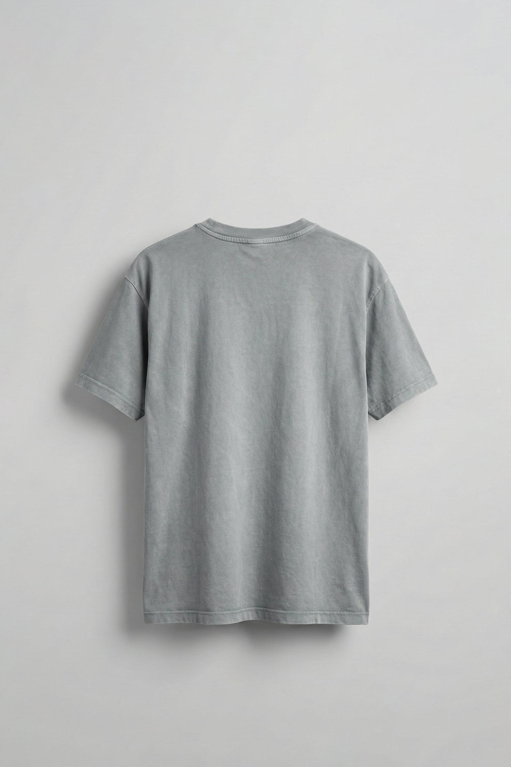 Erkek Oversize Kaplan Baskılı T-Shirt Gri