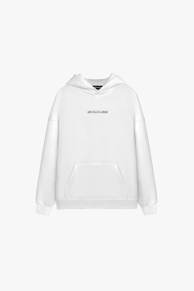 Erkek Oversize Kapüşonlu 2'Li Hoodie Beyaz - Siyah