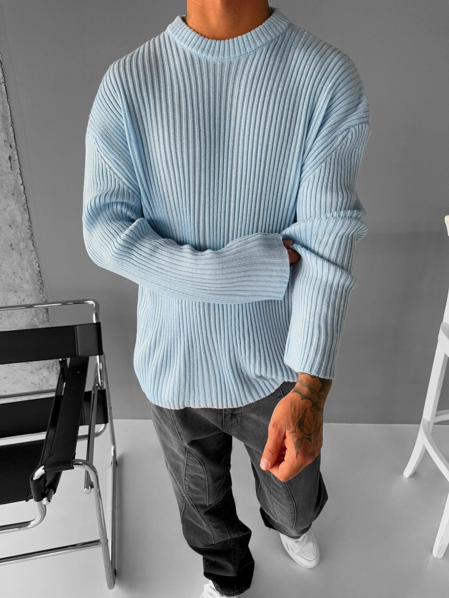 Erkek Oversize Kazak Bebek Mavi