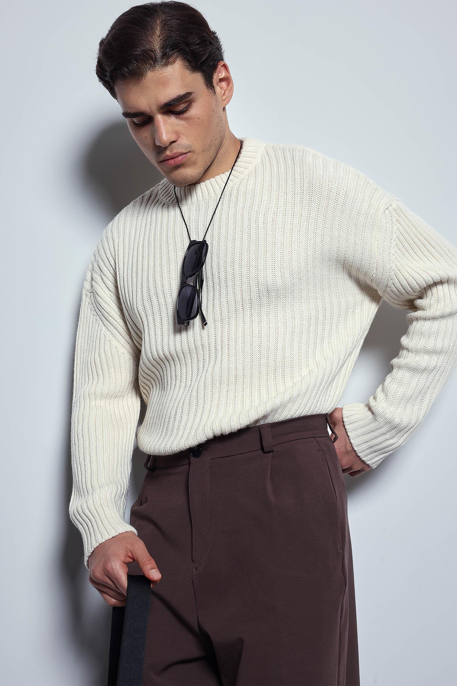 Erkek Oversize Kazak Bej