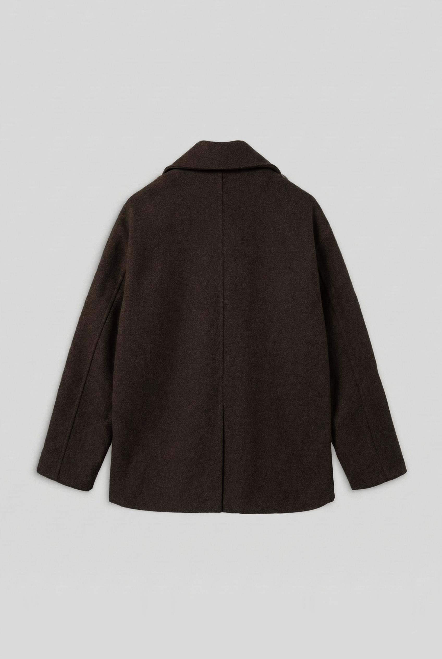 Erkek Oversize Kruvaze Kaban Koyu Kahve