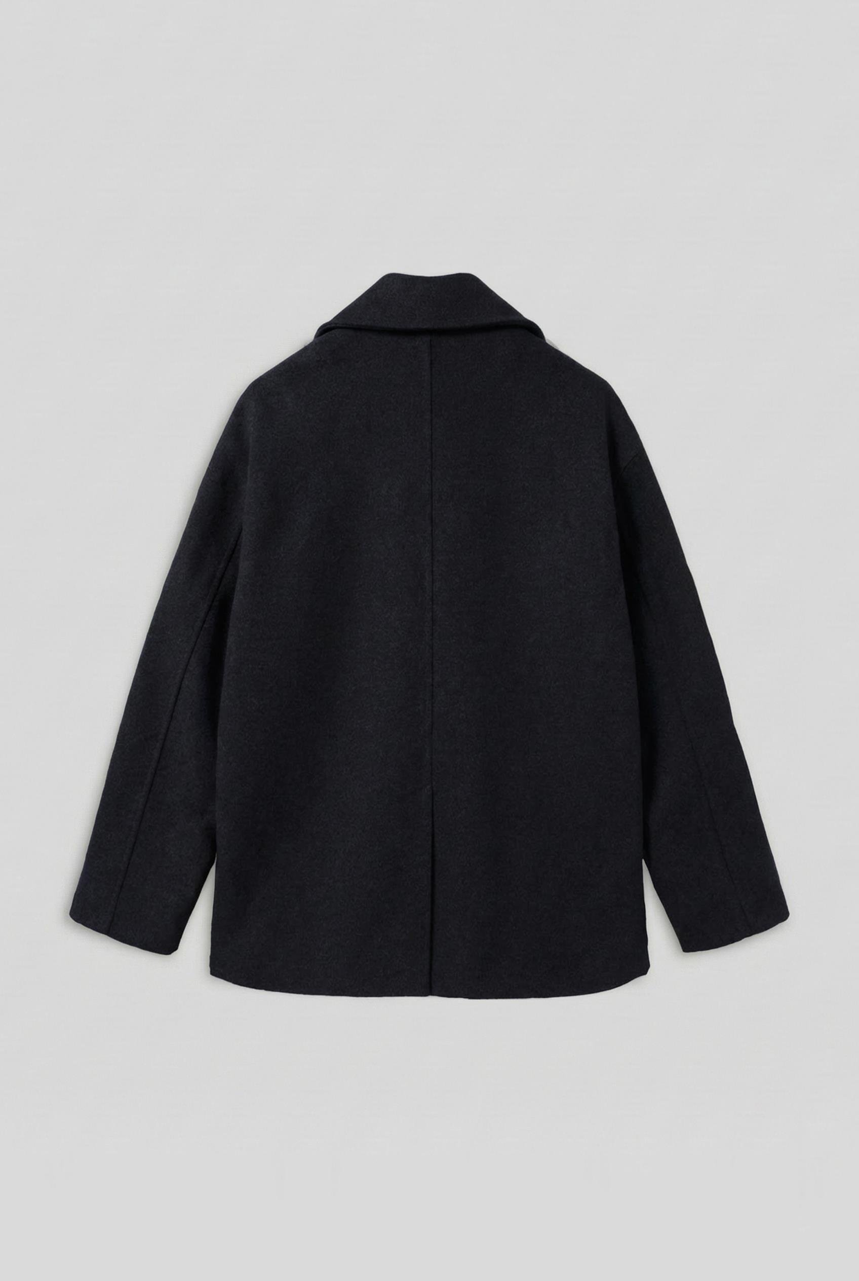 Erkek Oversize Kruvaze Kaban Siyah