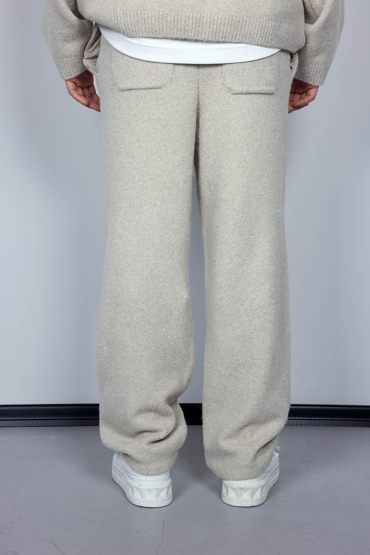 Erkek Oversize Logo Detaylı Tüylü Jogger Pantolon Bej