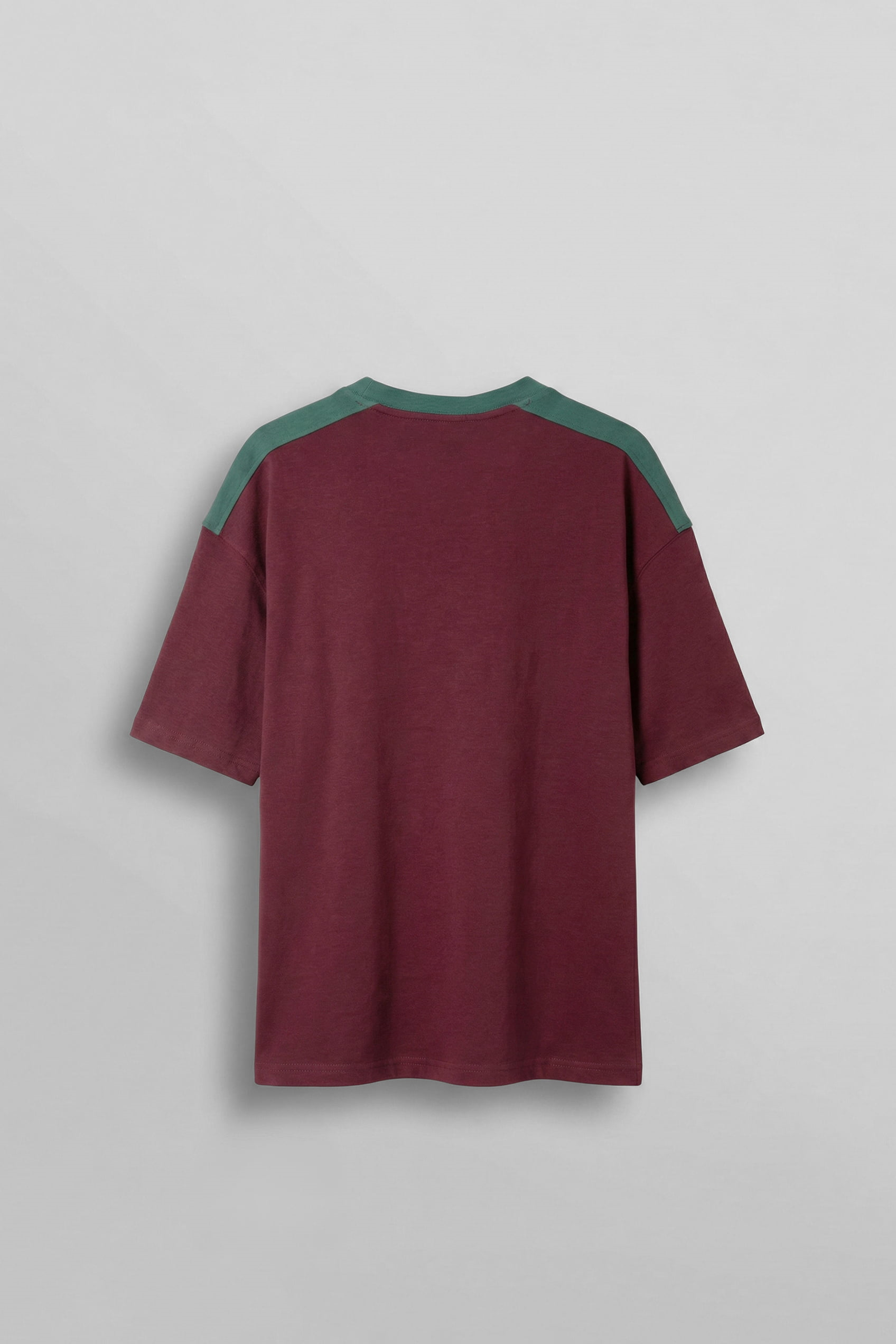Erkek Oversize Nakışlı Ülke Temalı Forma T-Shirt Bordo