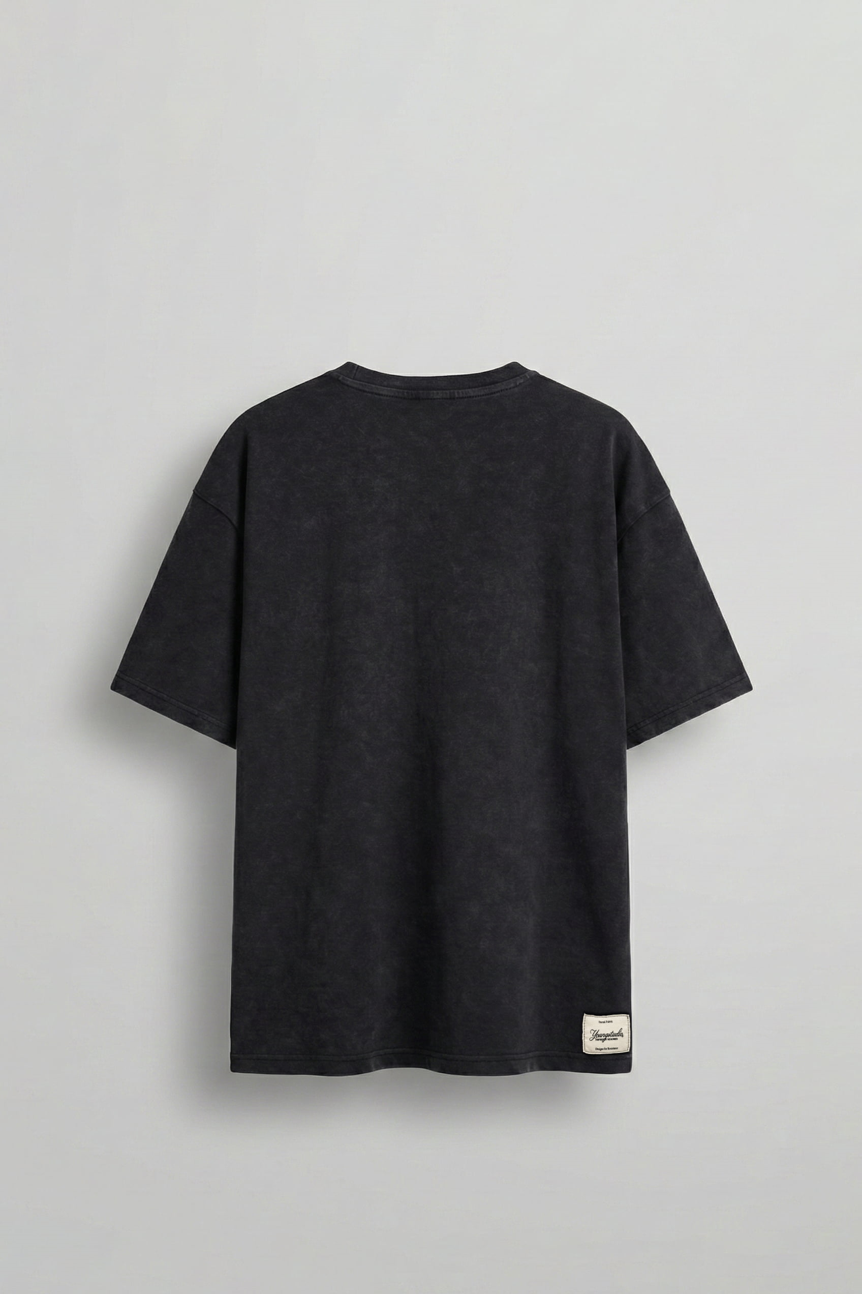 Erkek Oversize Nakışlı Yıkamalı T-Shirt Siyah